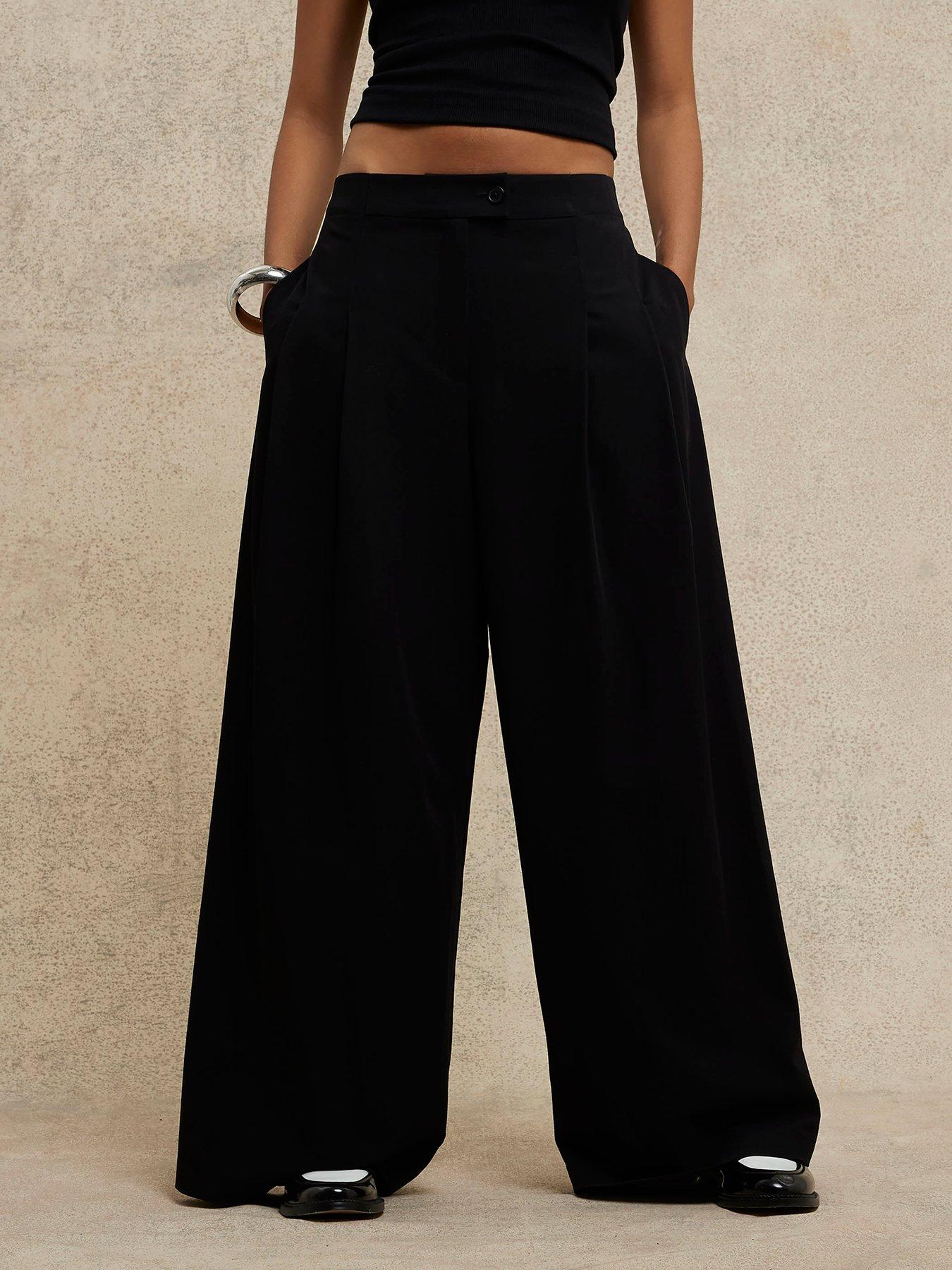  image of river-island-easy-wide-leg-trousers-black