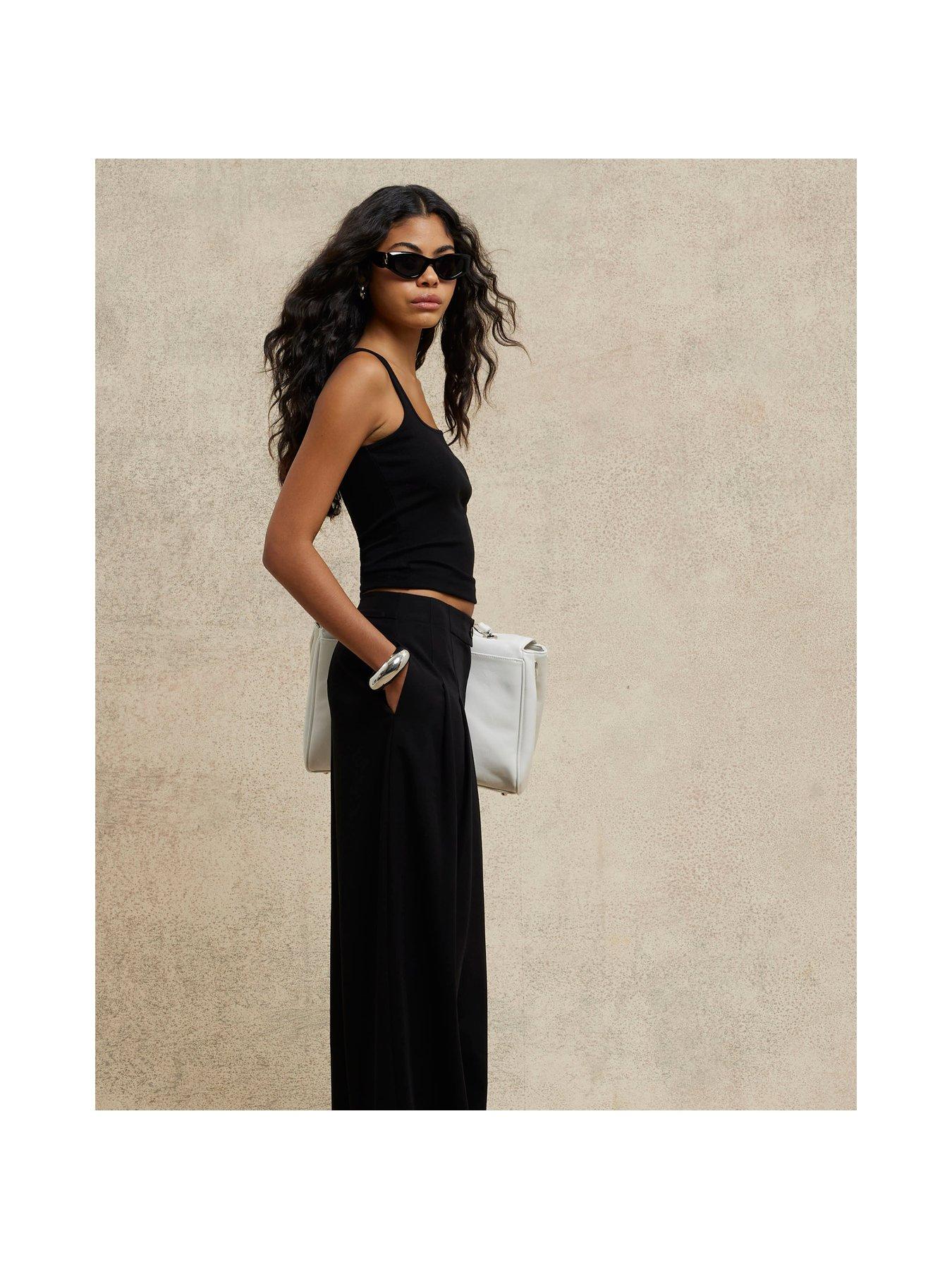  image of river-island-easy-wide-leg-trousers-black