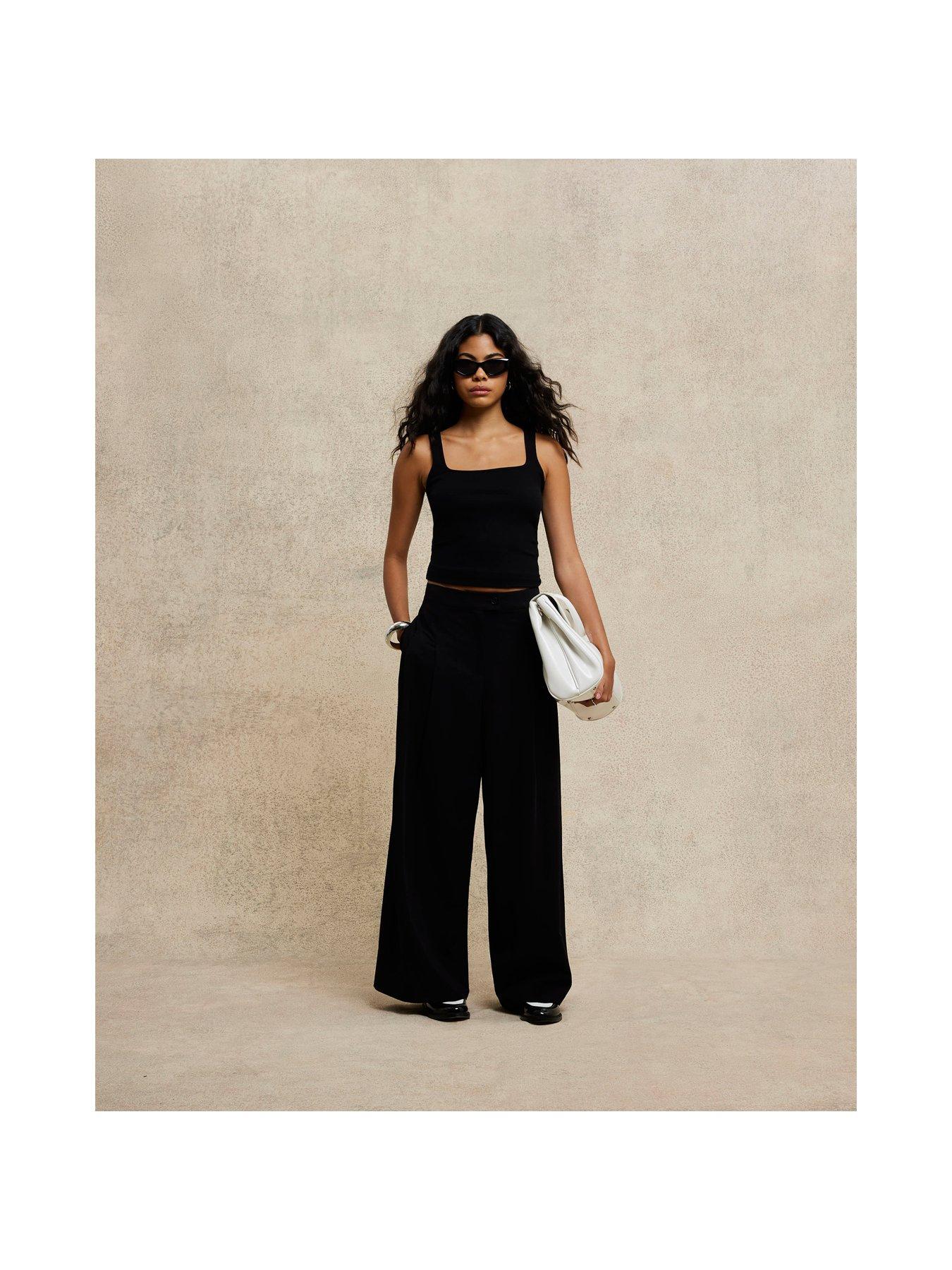  image of river-island-easy-wide-leg-trousers-black