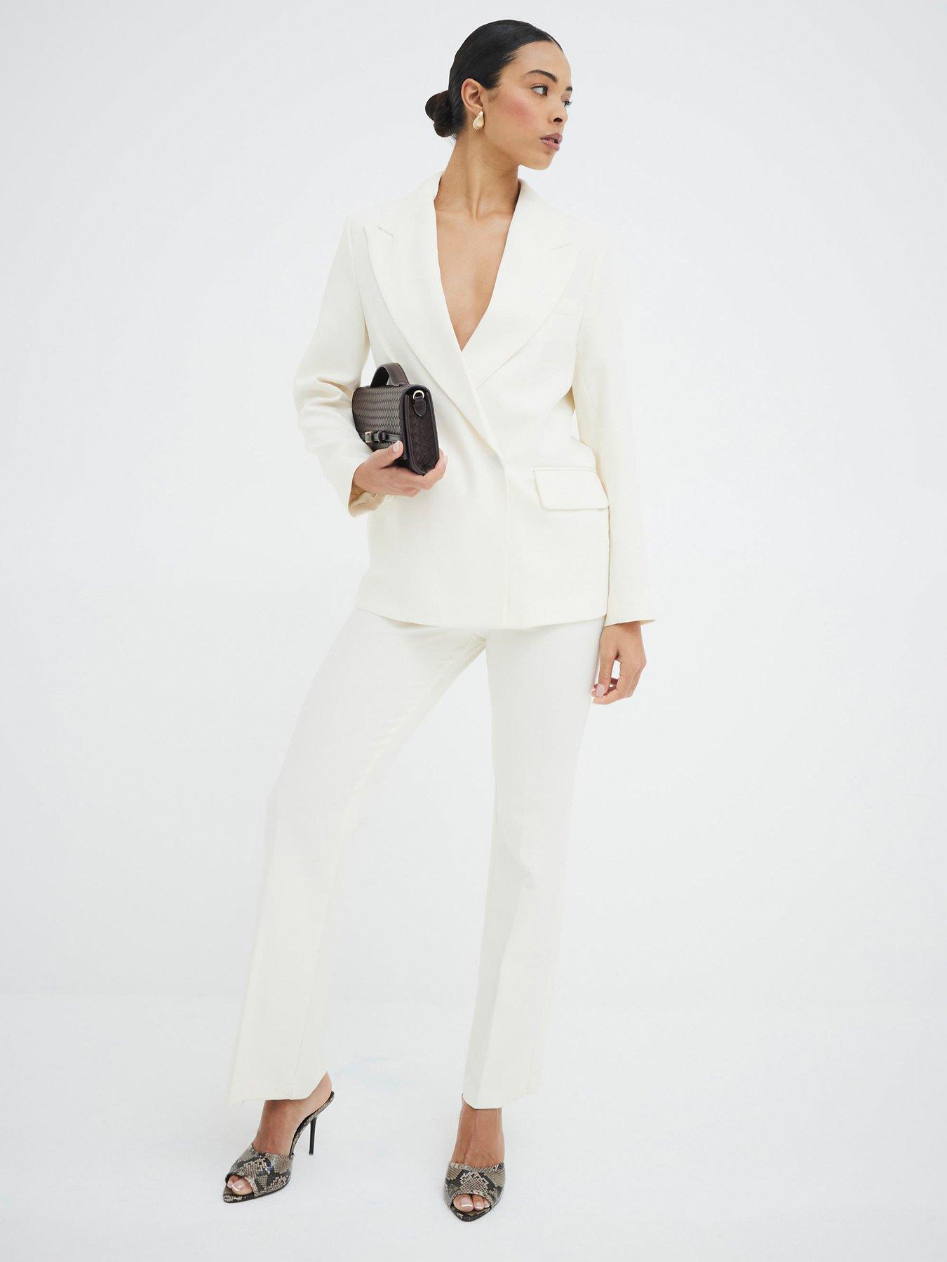 undefined Slim Flare Trouser - Cream
