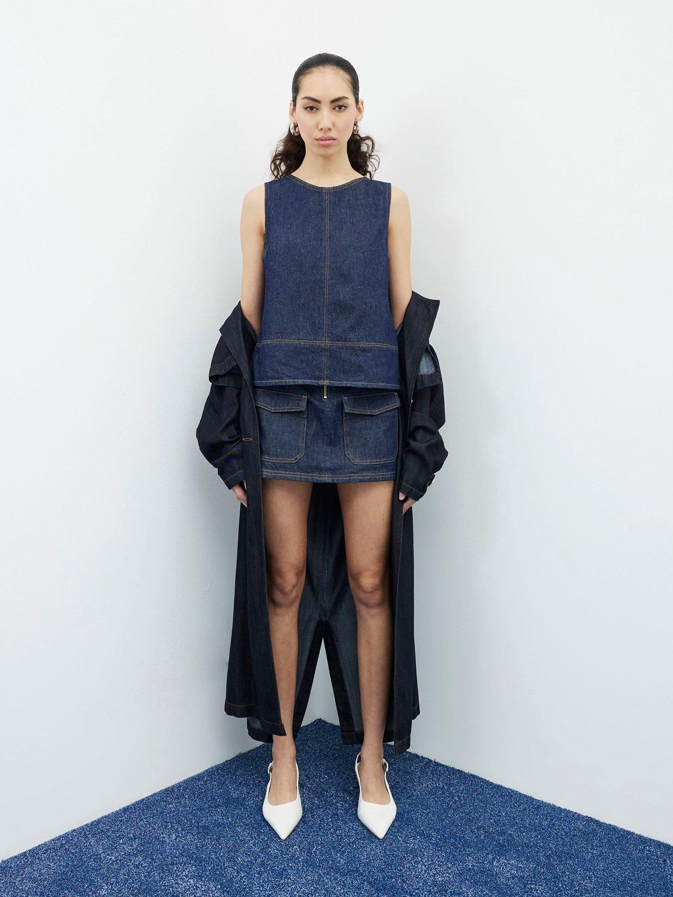 undefined Crew Neck Denim Top - Dark Denim