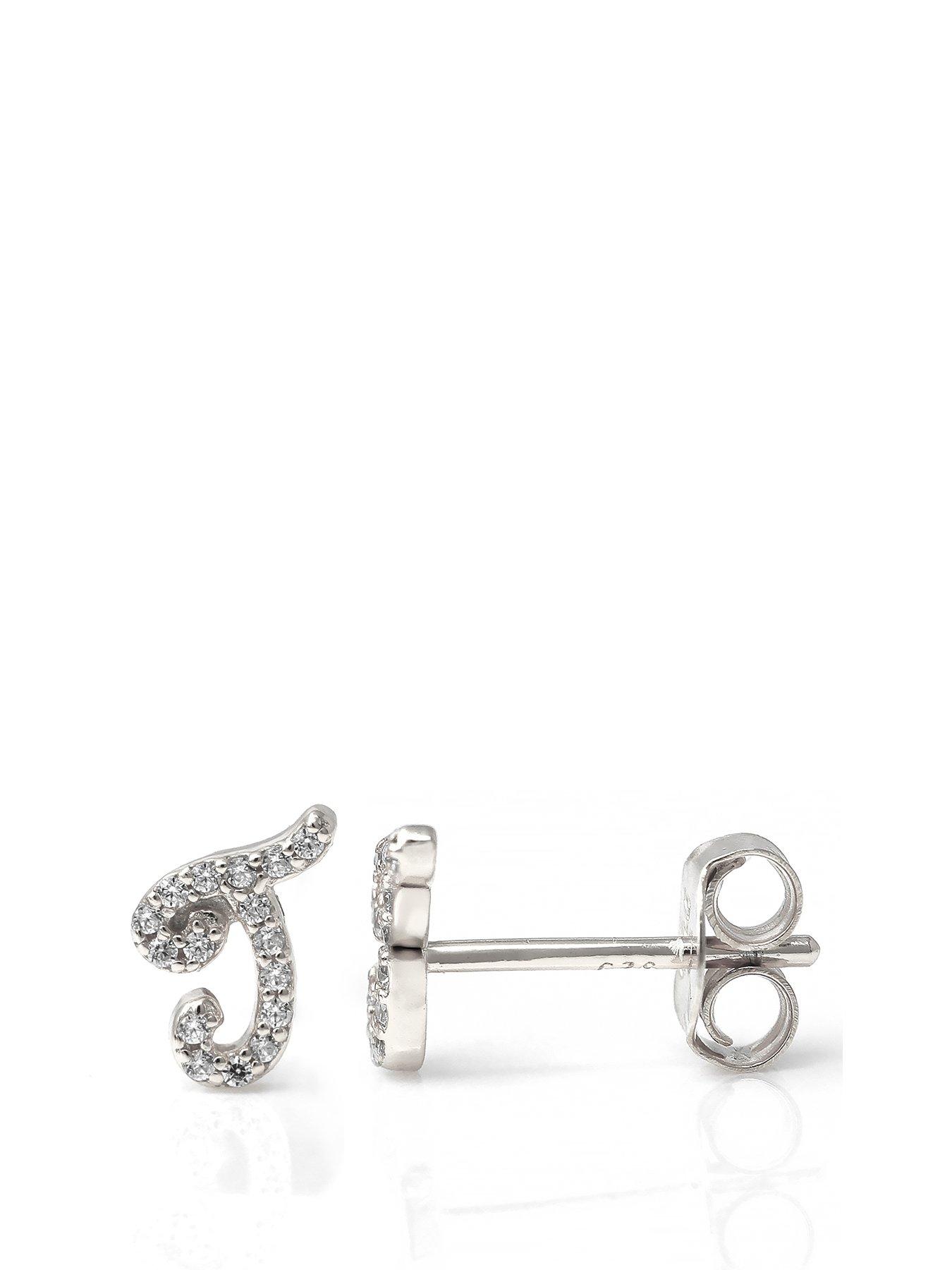 Say It With Luxe CZ Initial Earrings - Silver
