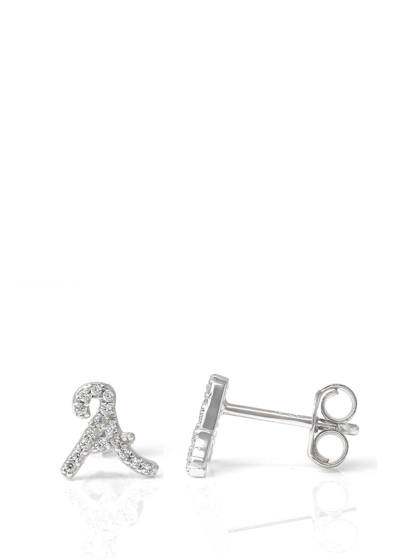 Image 1 of 3 of Say It With Luxe CZ Initial Earrings - Silver
