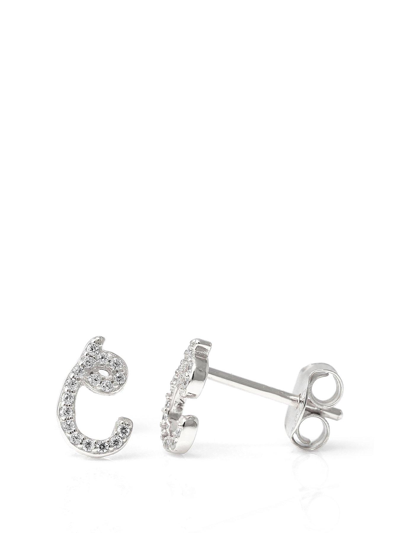 Say It With Luxe CZ Initial Earrings - Silver
