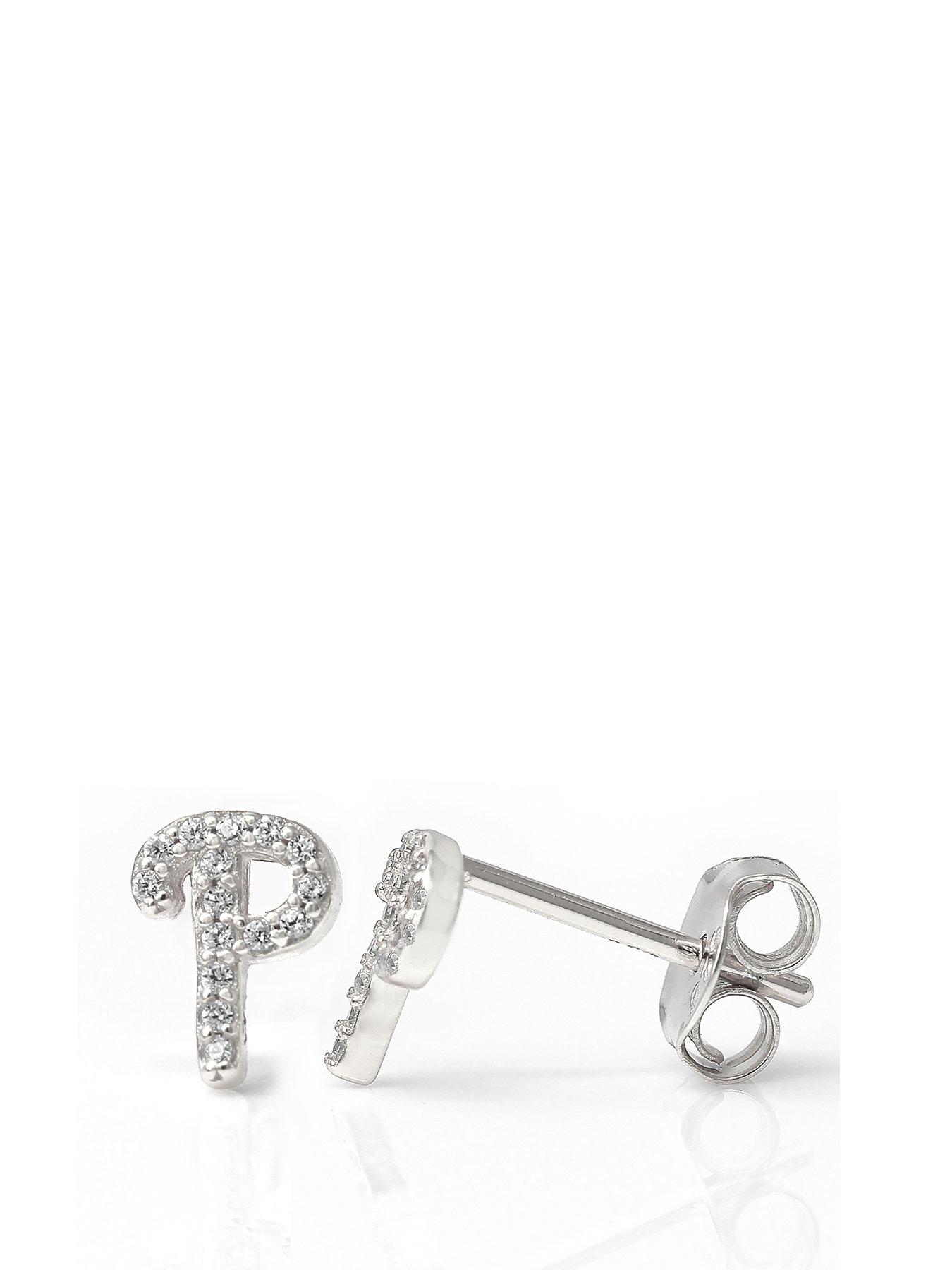 Say It With Luxe CZ Initial Earrings - Silver