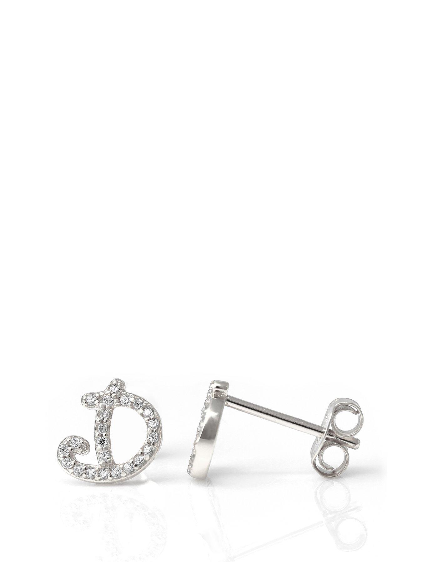 Say It With Luxe CZ Initial Earrings - Silver