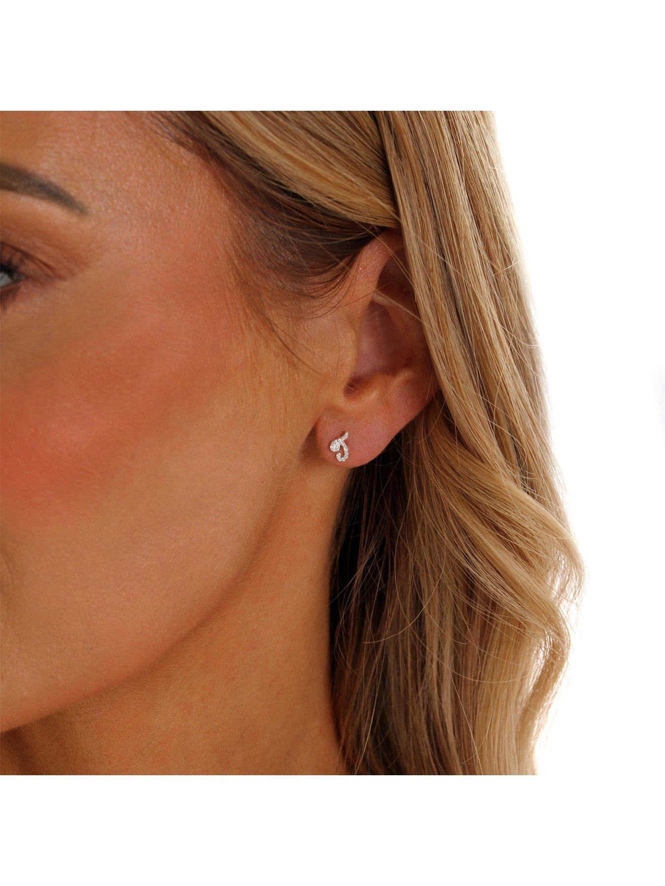 Image 2 of 3 of Say It With Luxe CZ Initial Earrings - Silver