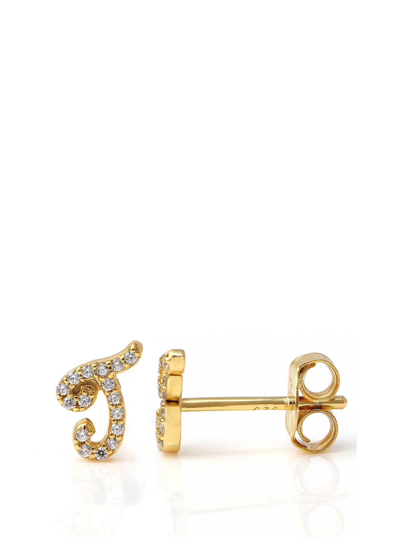 Say It With Luxe CZ Initial Earrings - Yellow Gold