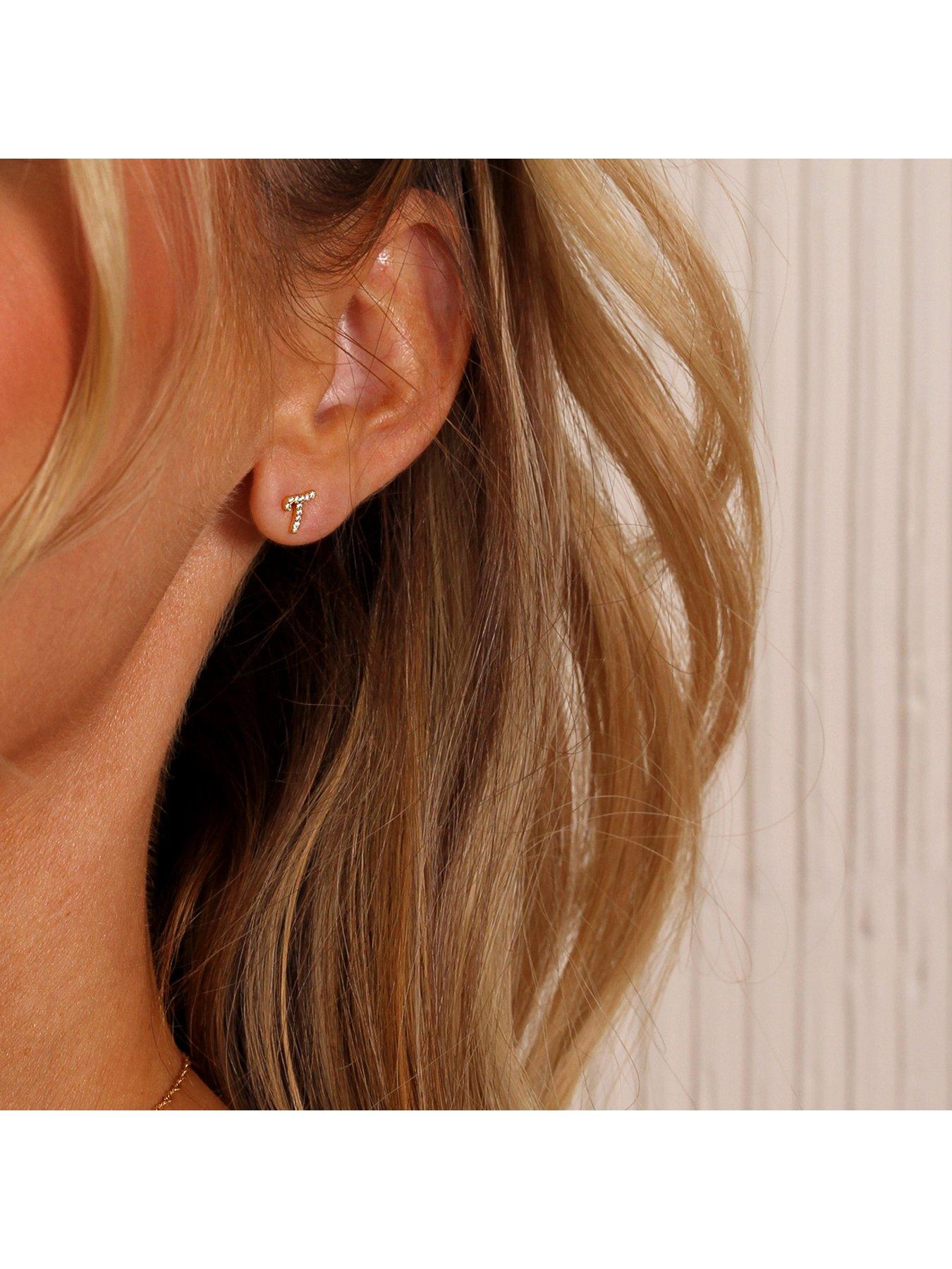  image of say-it-with-luxe-cz-initial-earrings-yellow-gold