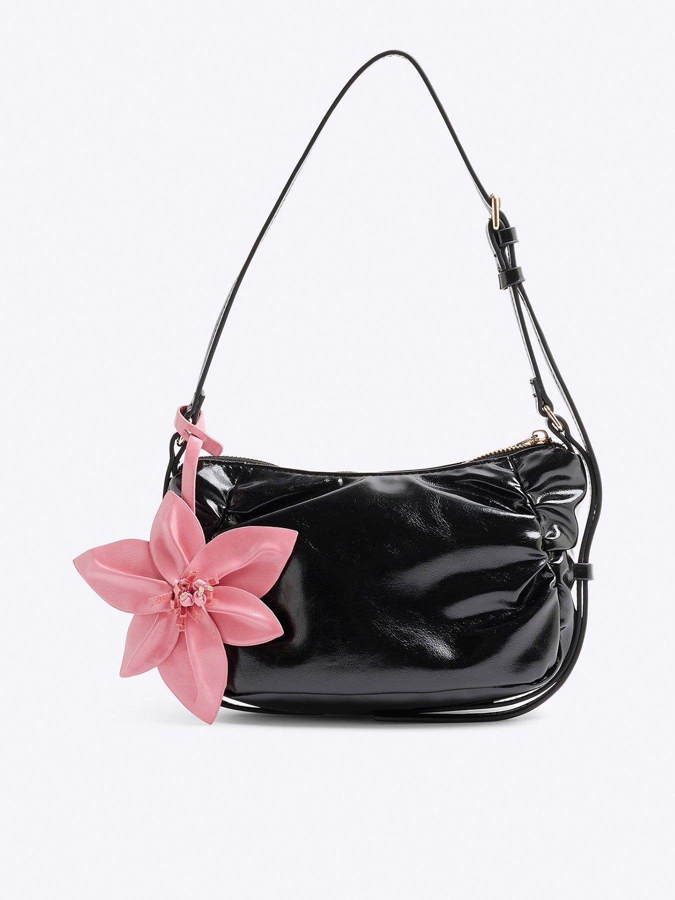 front image of river-island-bean-shoulder-bag-black