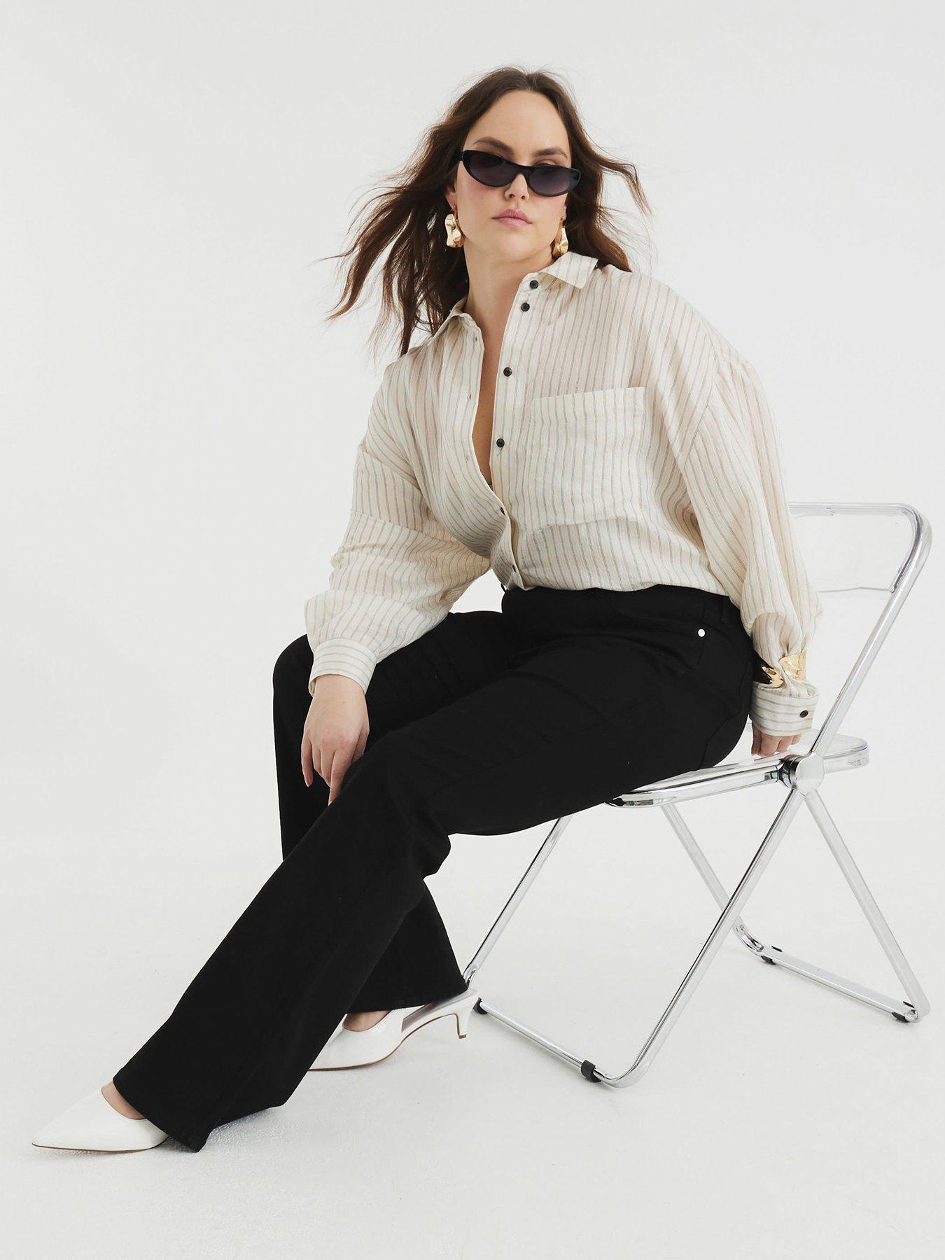 image of river-island-midi-rise-bootcut-jean-black