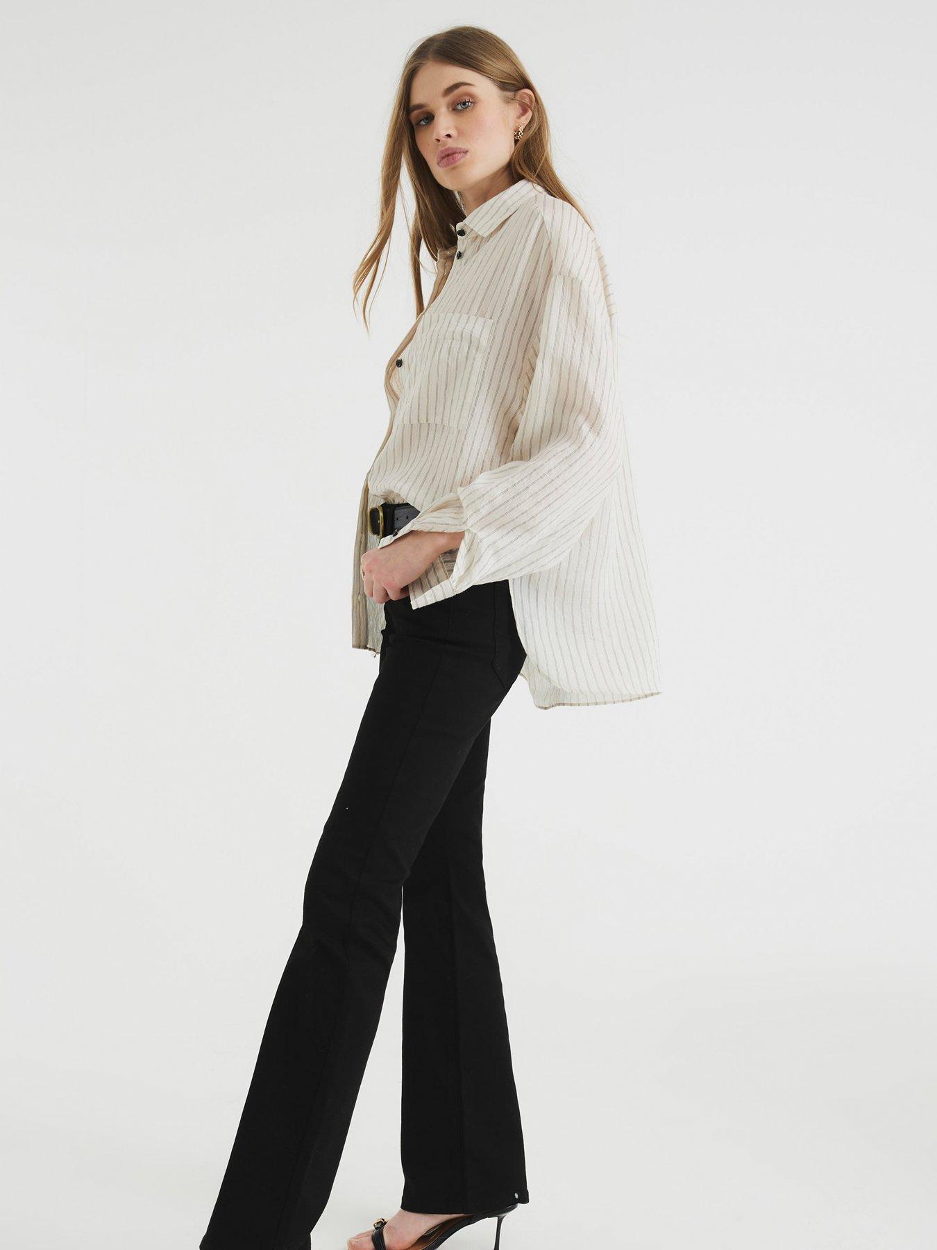  image of river-island-midi-rise-bootcut-jean-black