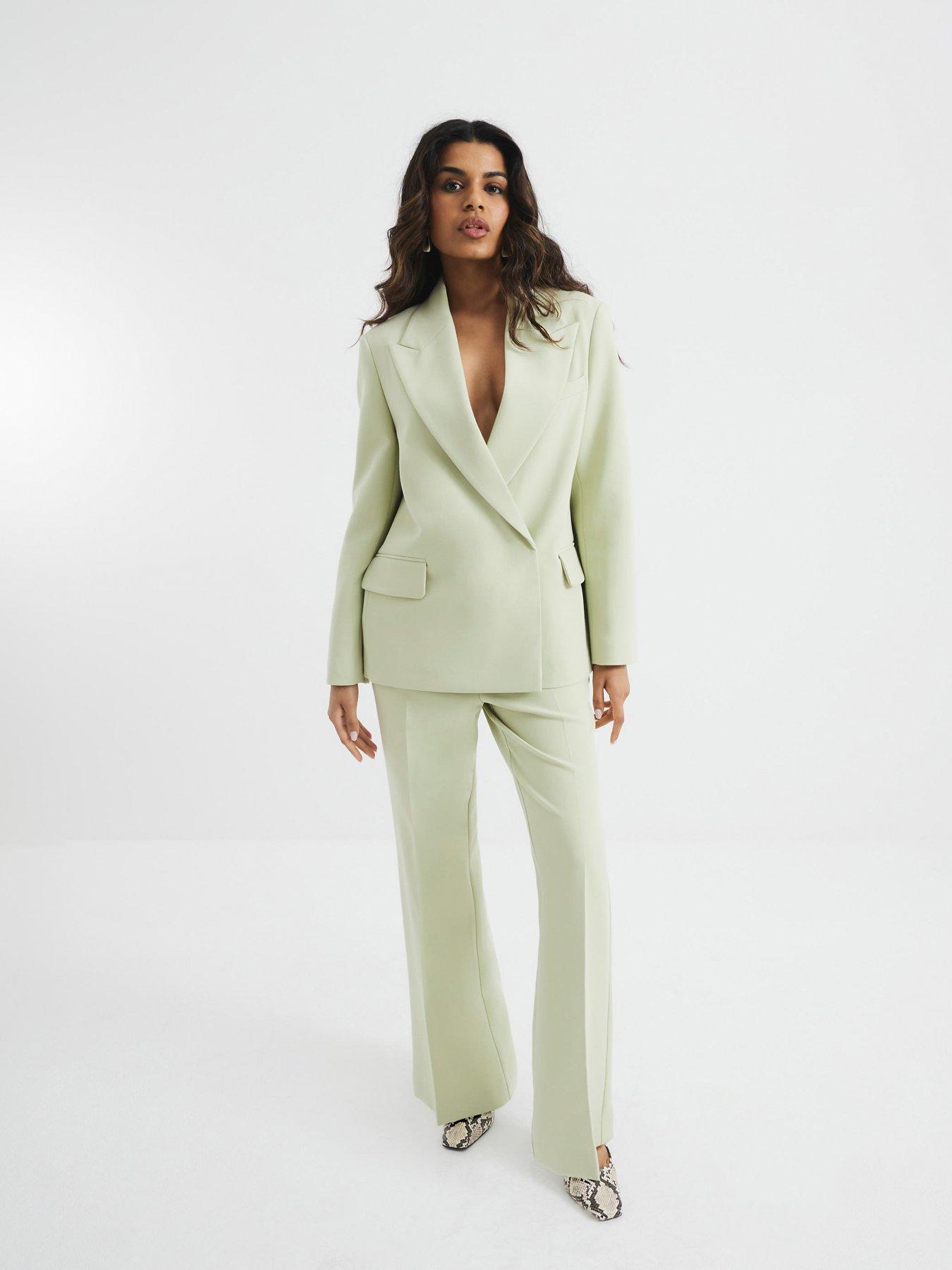undefined Petite Slim Flare Trouser - Light Green