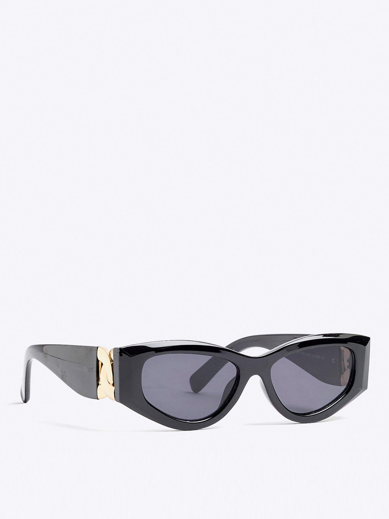  image of river-island-cat-eye-chain-sunglasses-black