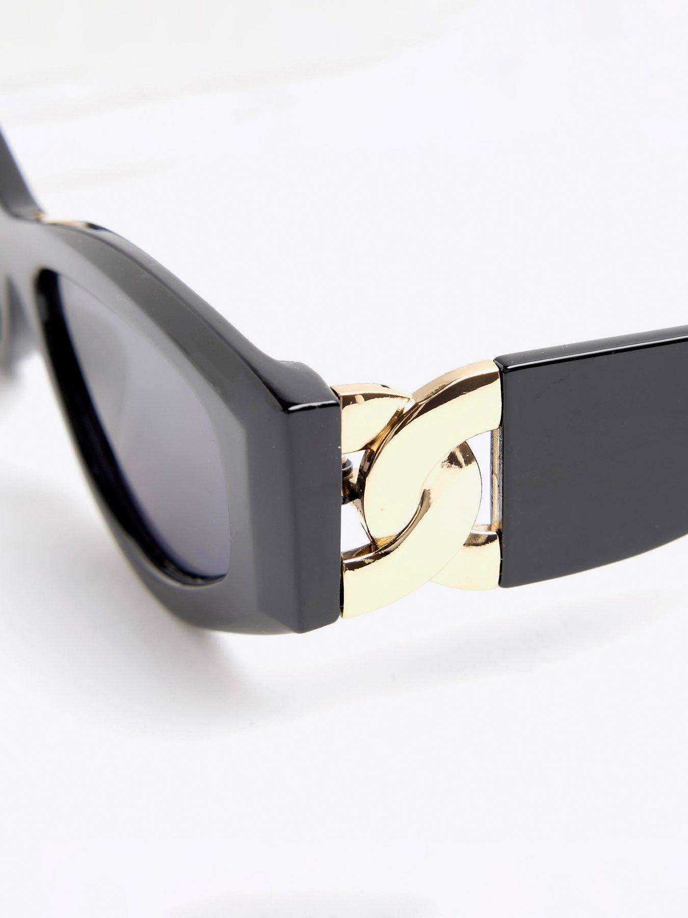  image of river-island-cat-eye-chain-sunglasses-black