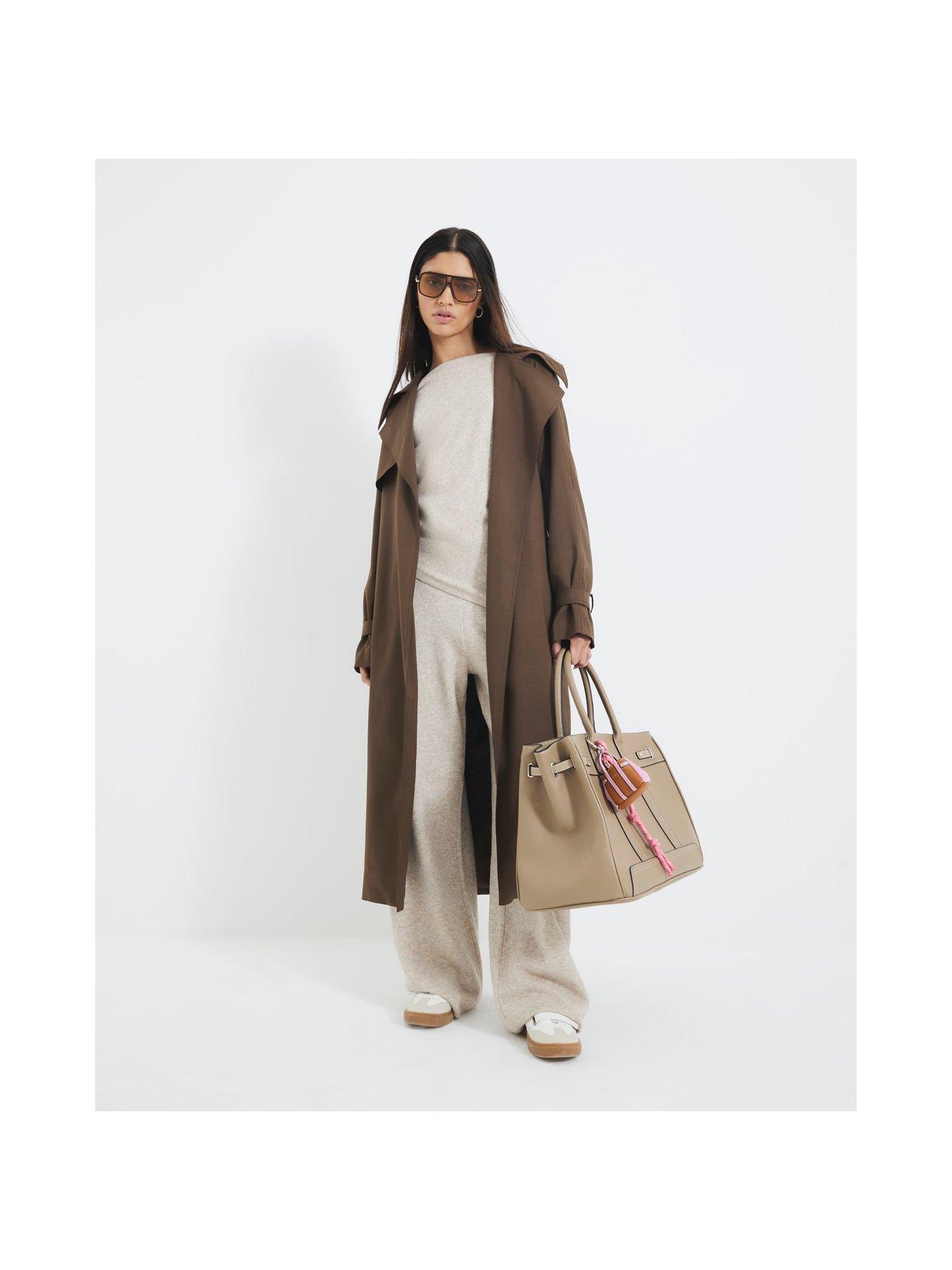 image of river-island-knit-wide-leg-trouser-beige