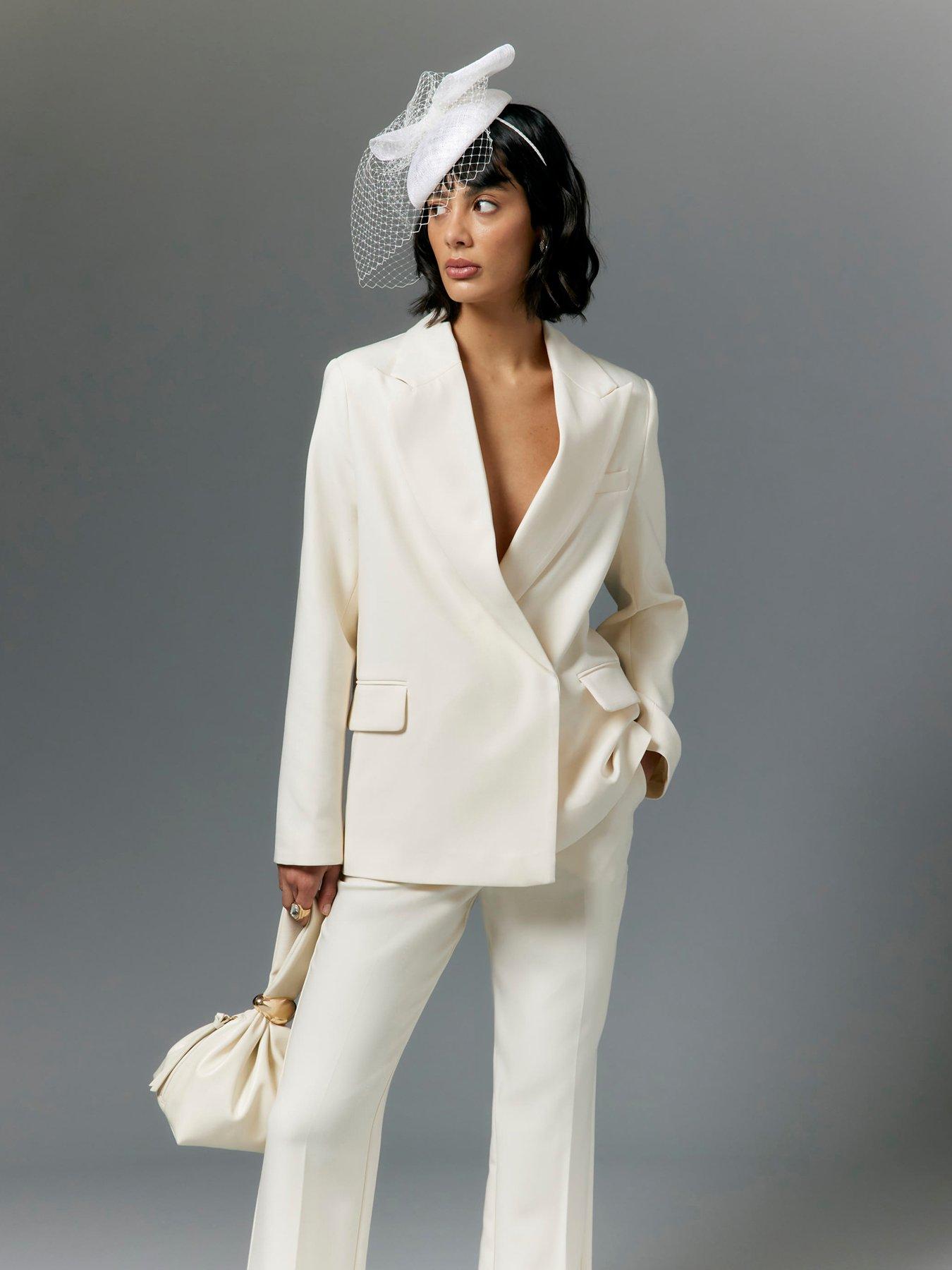 undefined Oversized Double Breasted Blazer - Cream