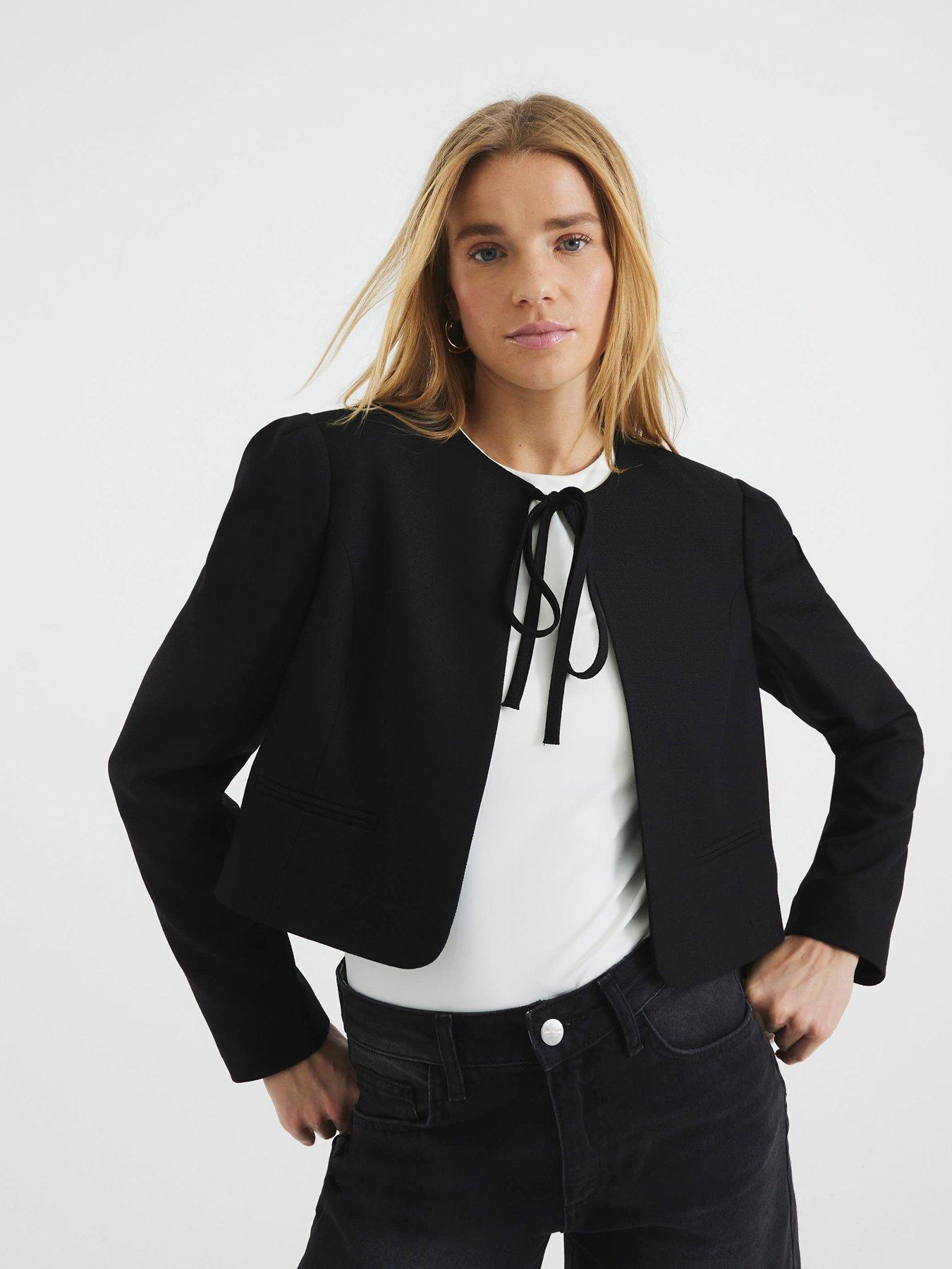 River Island Tie Front Blazer - Black