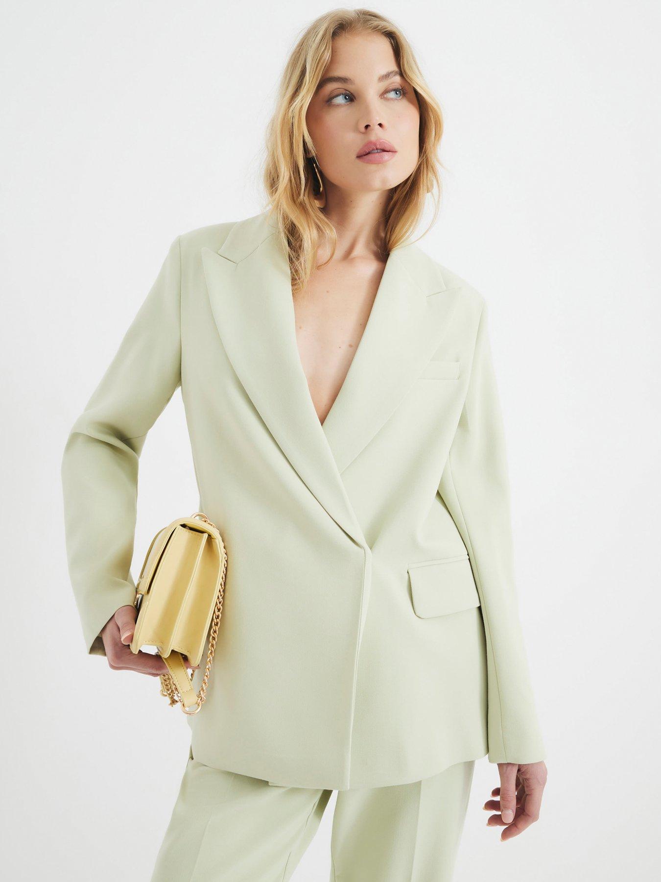 River Island Oversized Double Breasted Blazer - Light Green
