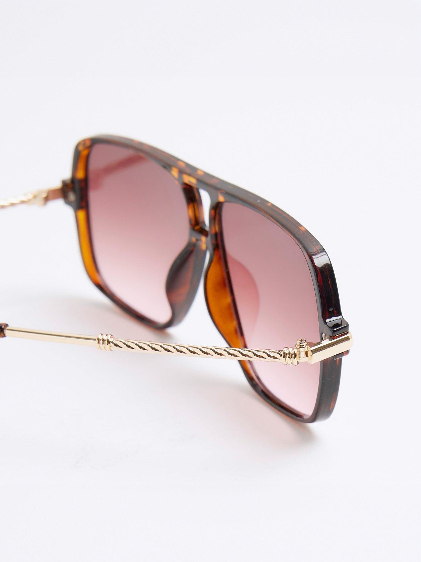  image of river-island-plastic-front-aviator-tortoise