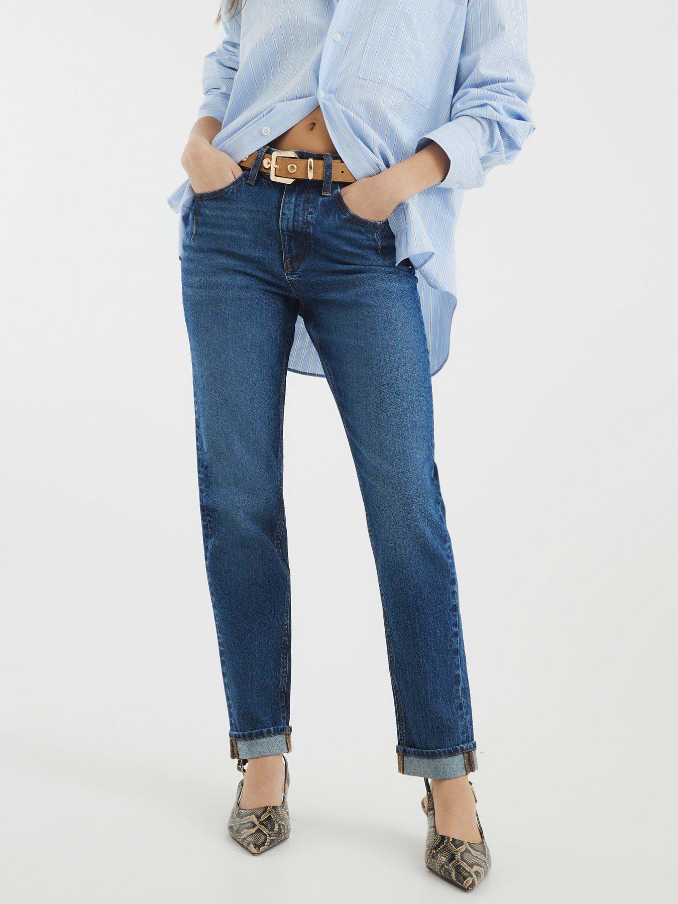 front image of river-island-mom-sculpt-jean-blue