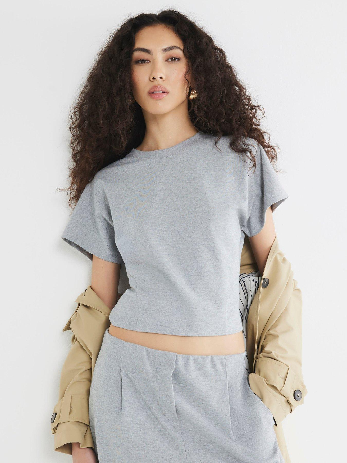 River Island Long Sleeve Seam Detail Top - Grey