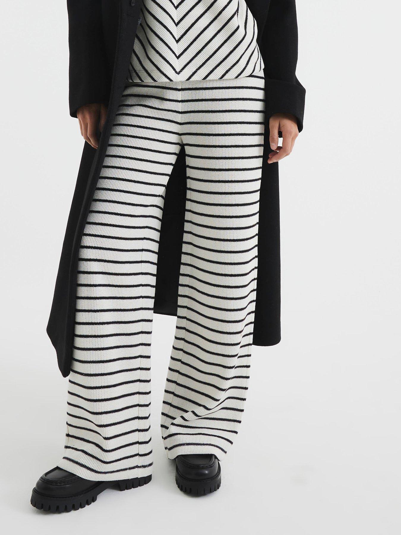 undefined Stripe Textured Trouser - Cream