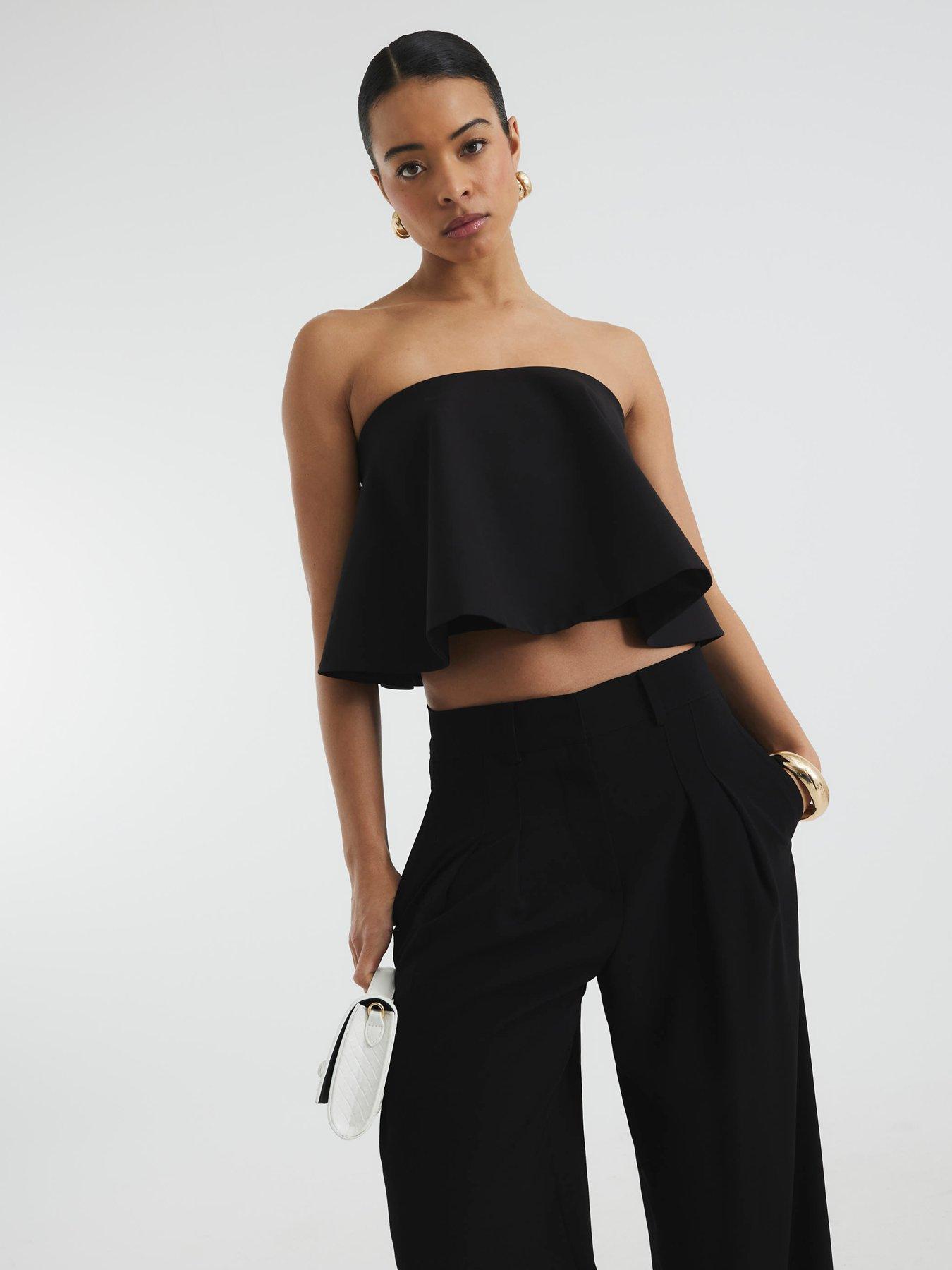 undefined Draped Bandeau Top - Black