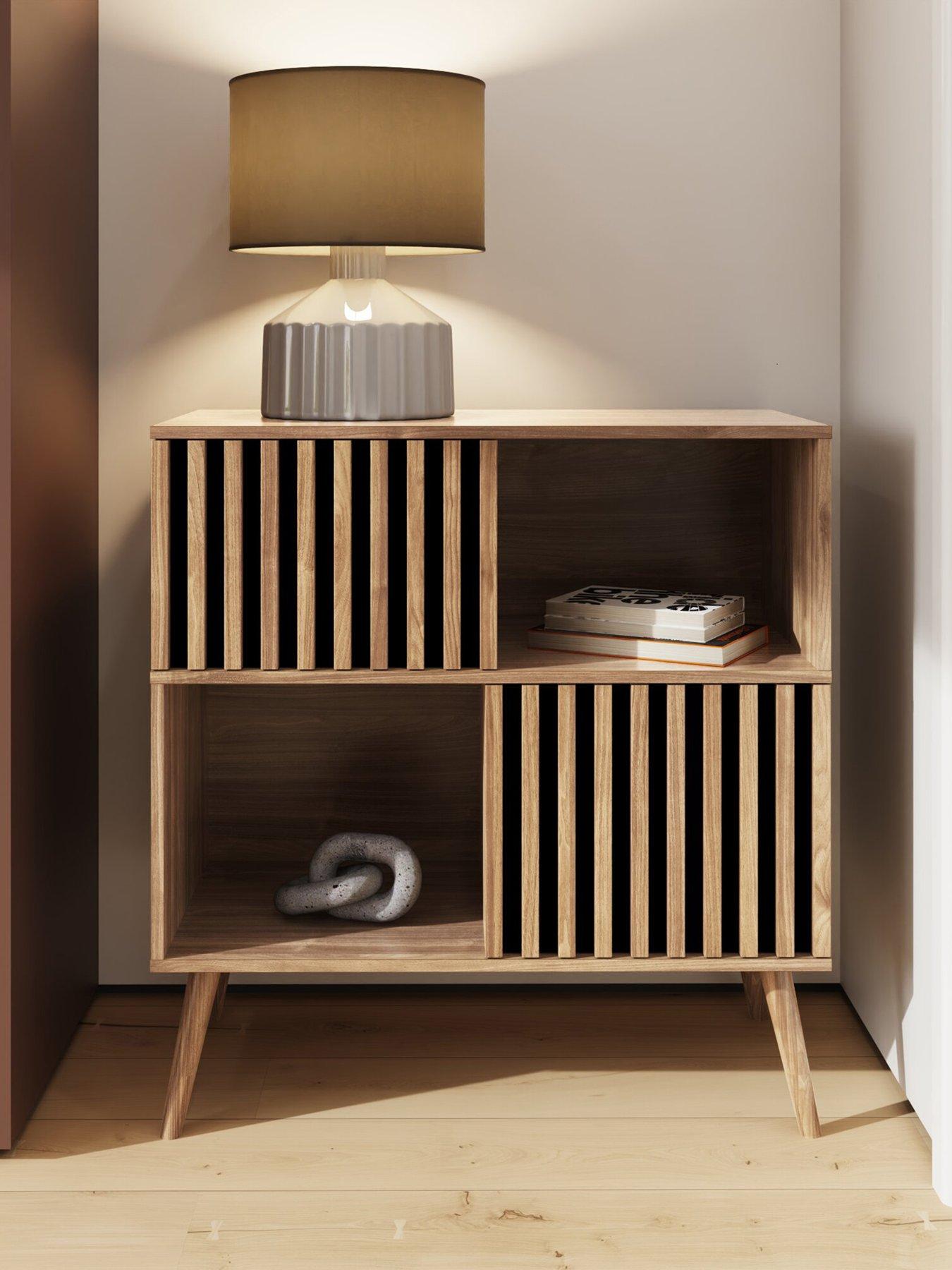 front image of gfw-rowen-2-doornbspcompact-sideboard-oakblack-fscreg-certified