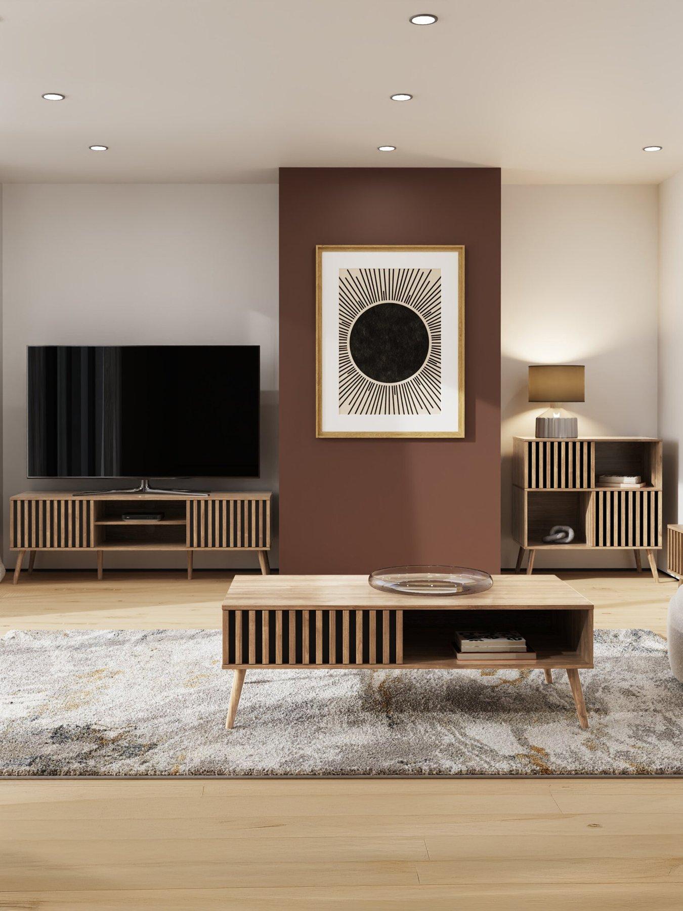  image of gfw-rowen-2-doornbspcompact-sideboard-oakblack-fscreg-certified