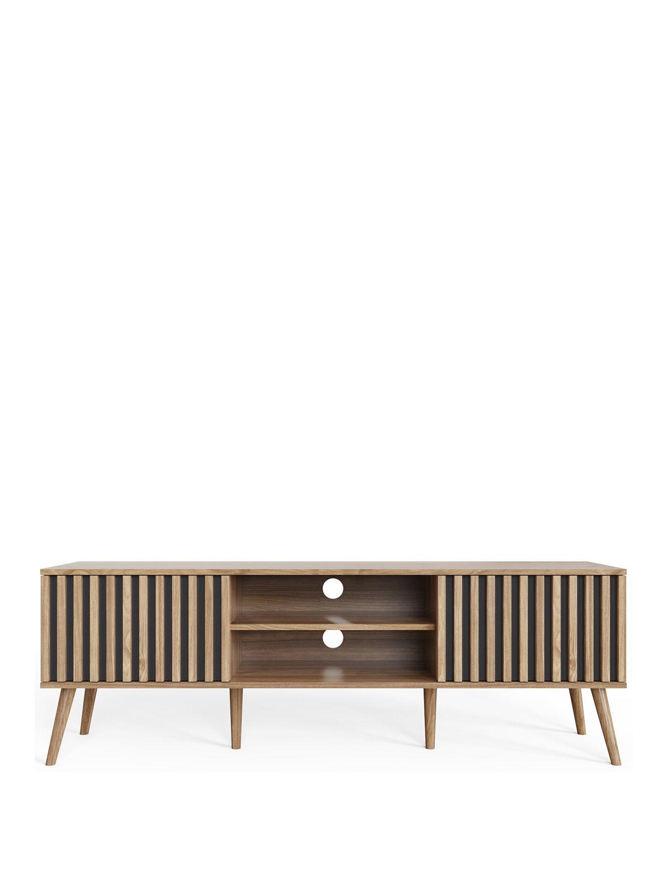 Image 2 of 7 of GFW Rowen TV Unit - fits up to 55 inch TV - Oak/Black - FSC&reg; Certified