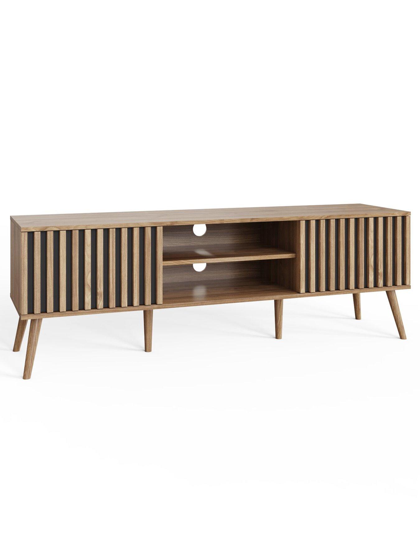 Image 4 of 7 of GFW Rowen TV Unit - fits up to 55 inch TV - Oak/Black - FSC&reg; Certified