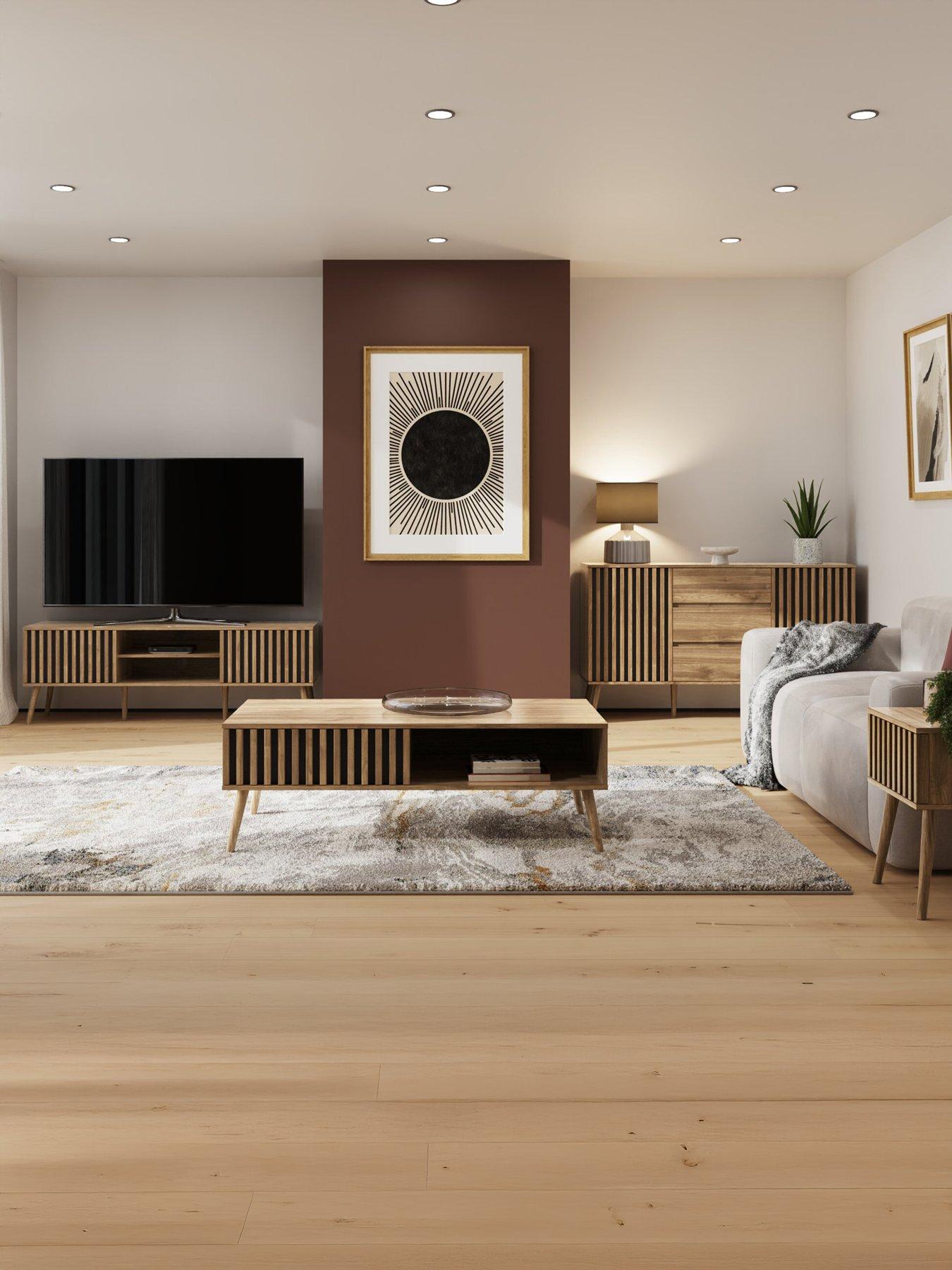 Image 5 of 7 of GFW Rowen TV Unit - fits up to 55 inch TV - Oak/Black - FSC&reg; Certified