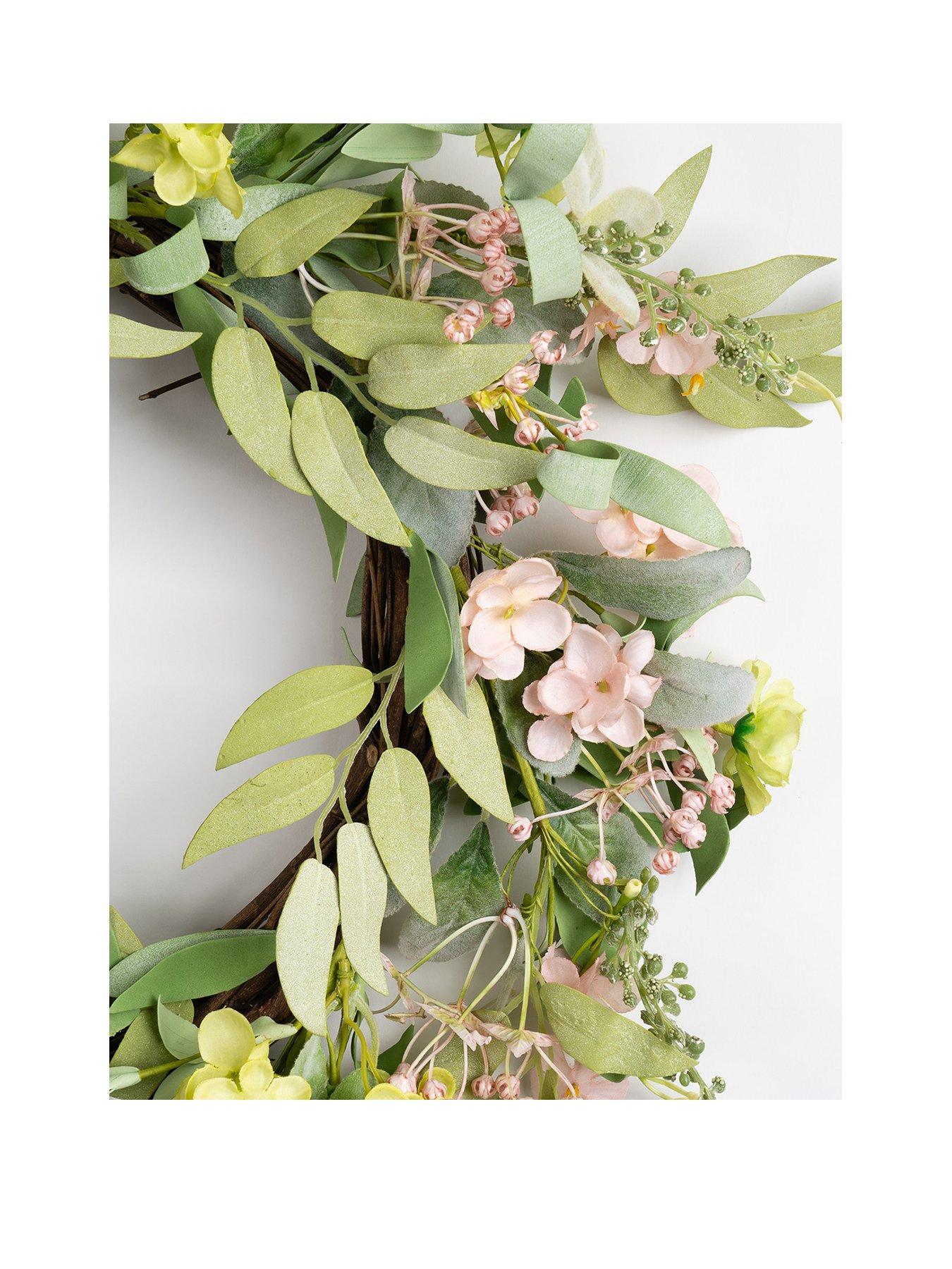 Image 2 of 2 of Scottish Everlastings 50cm Artificial Pink & Green Hydrangea Wreath