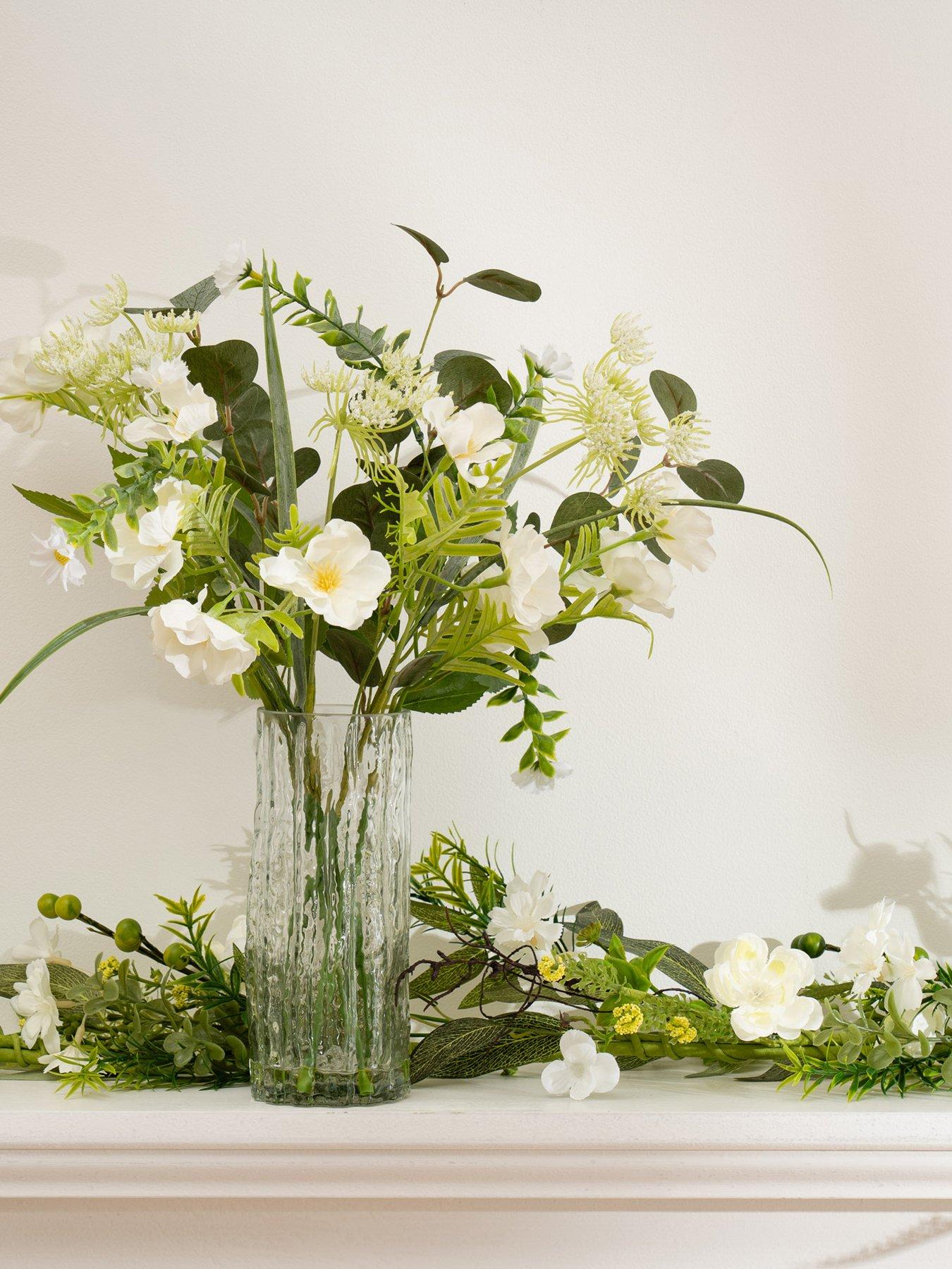 Image 1 of 3 of Scottish Everlastings 43cm Artificial White Floral & Eucalyptus Arrangement