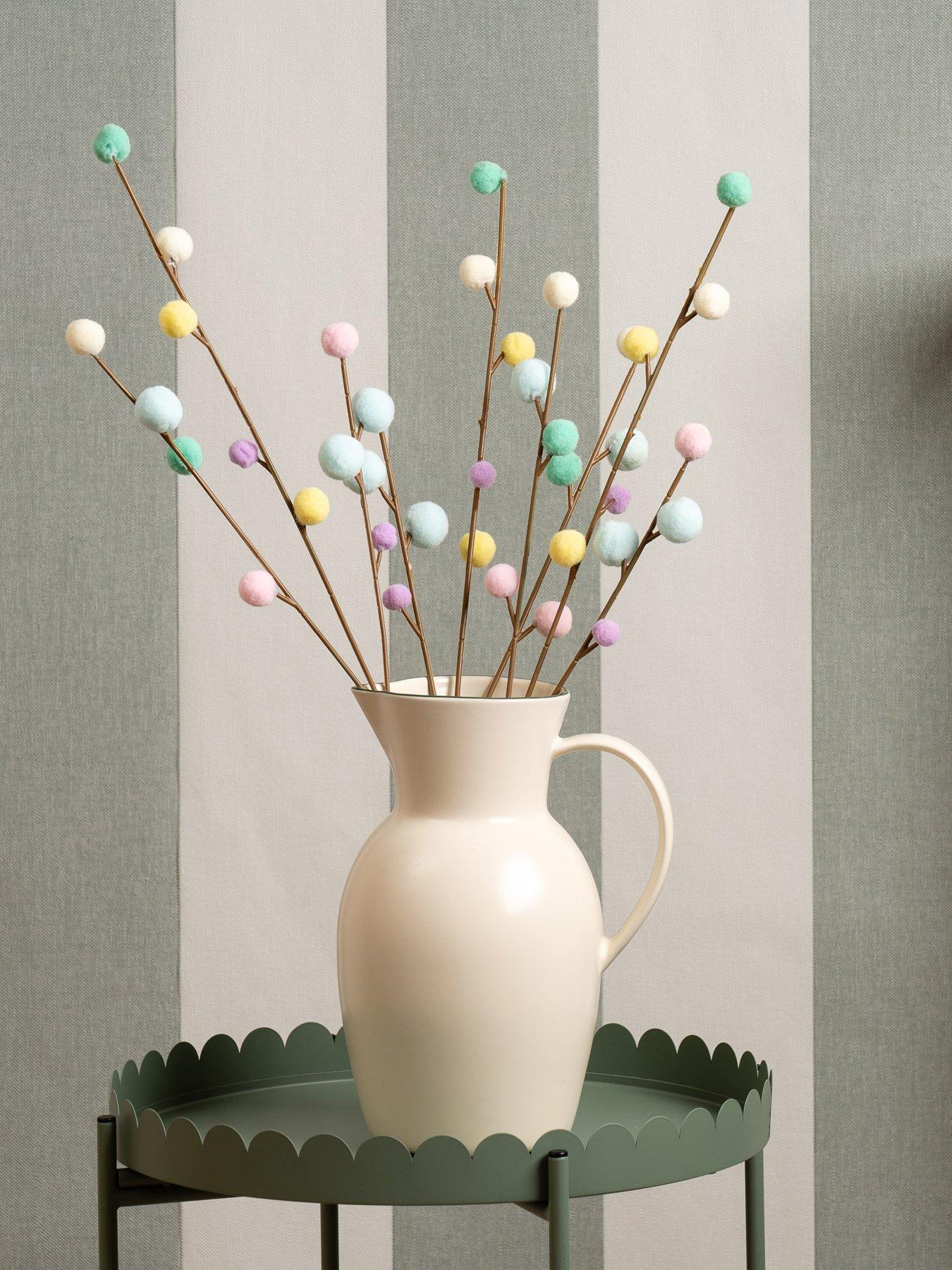 undefined Set of 3 Pastel Pom Pom Stem Decorations - 65 cm