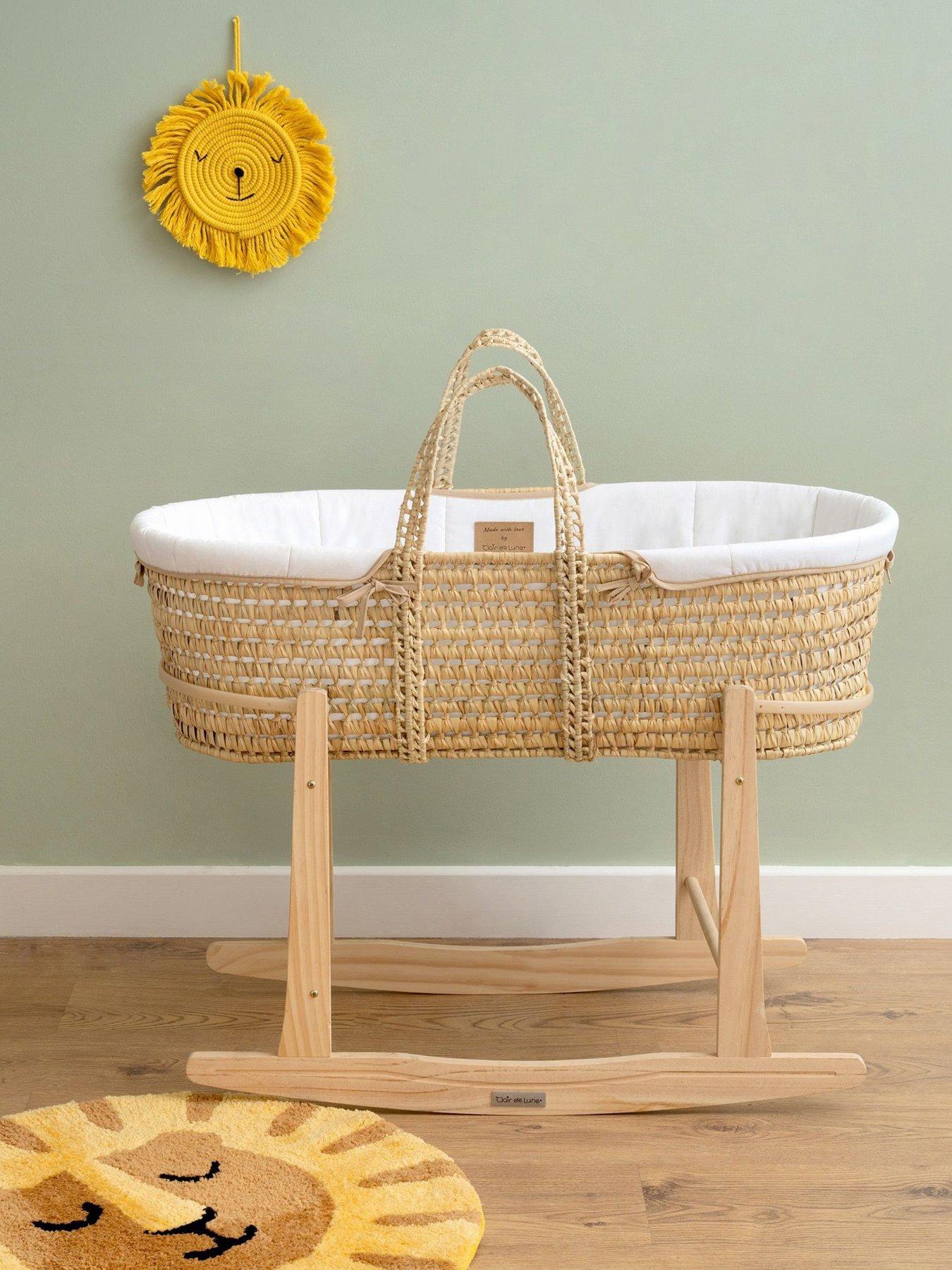 undefined Palm Moses Basket White with Rocking Stand