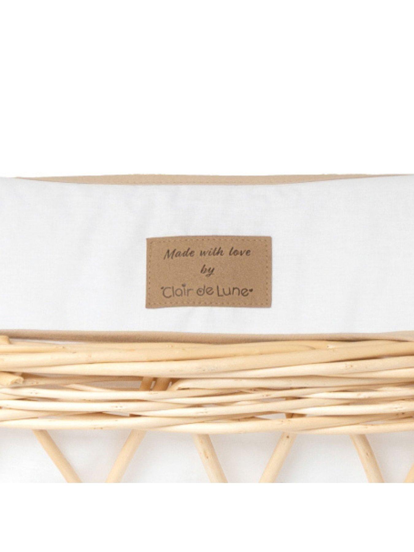  image of clair-de-lune-wicker-moses-basket-white-with-rocking-stand