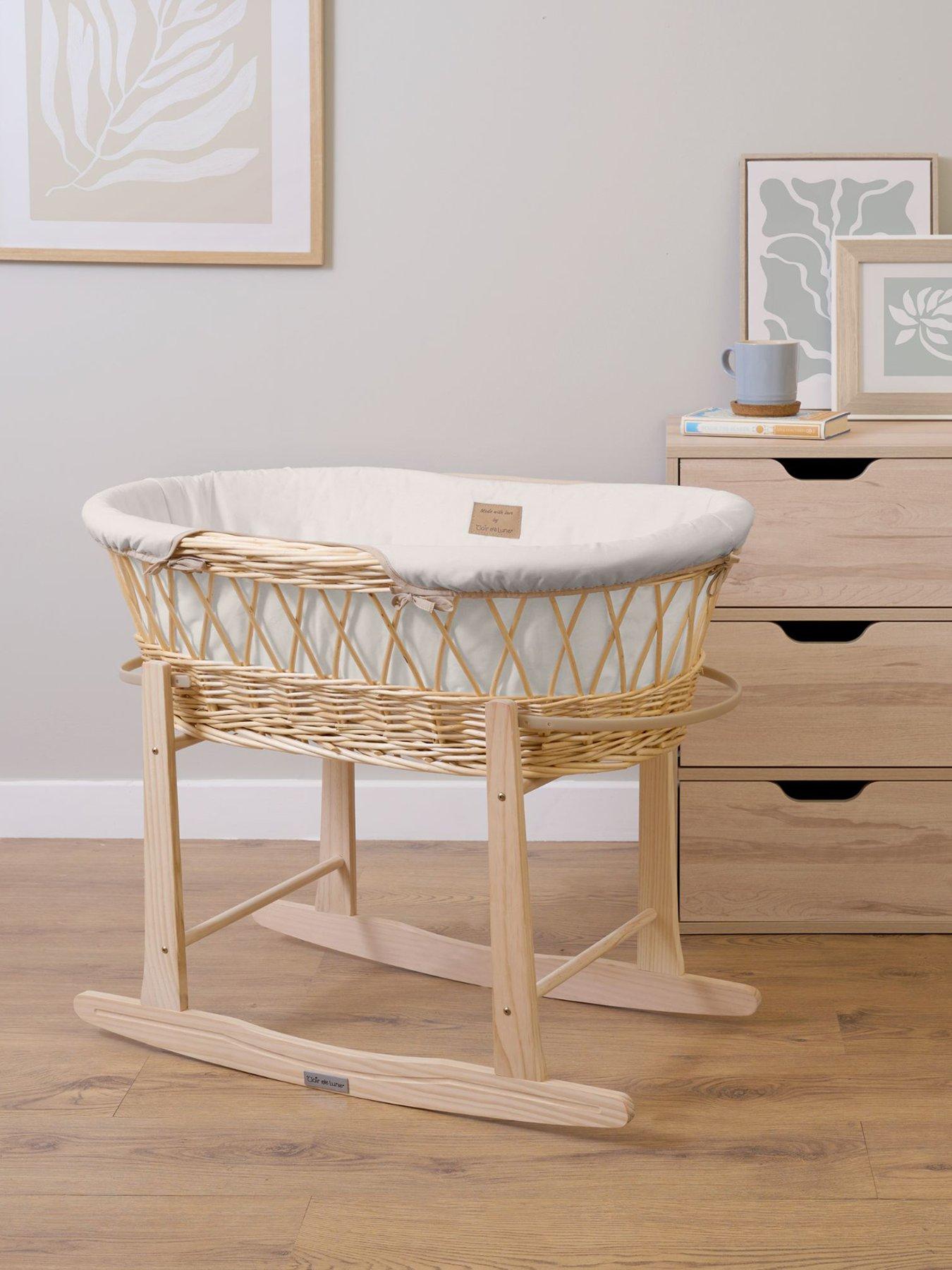 undefined Wicker Moses Basket Cream with Rocking Stand