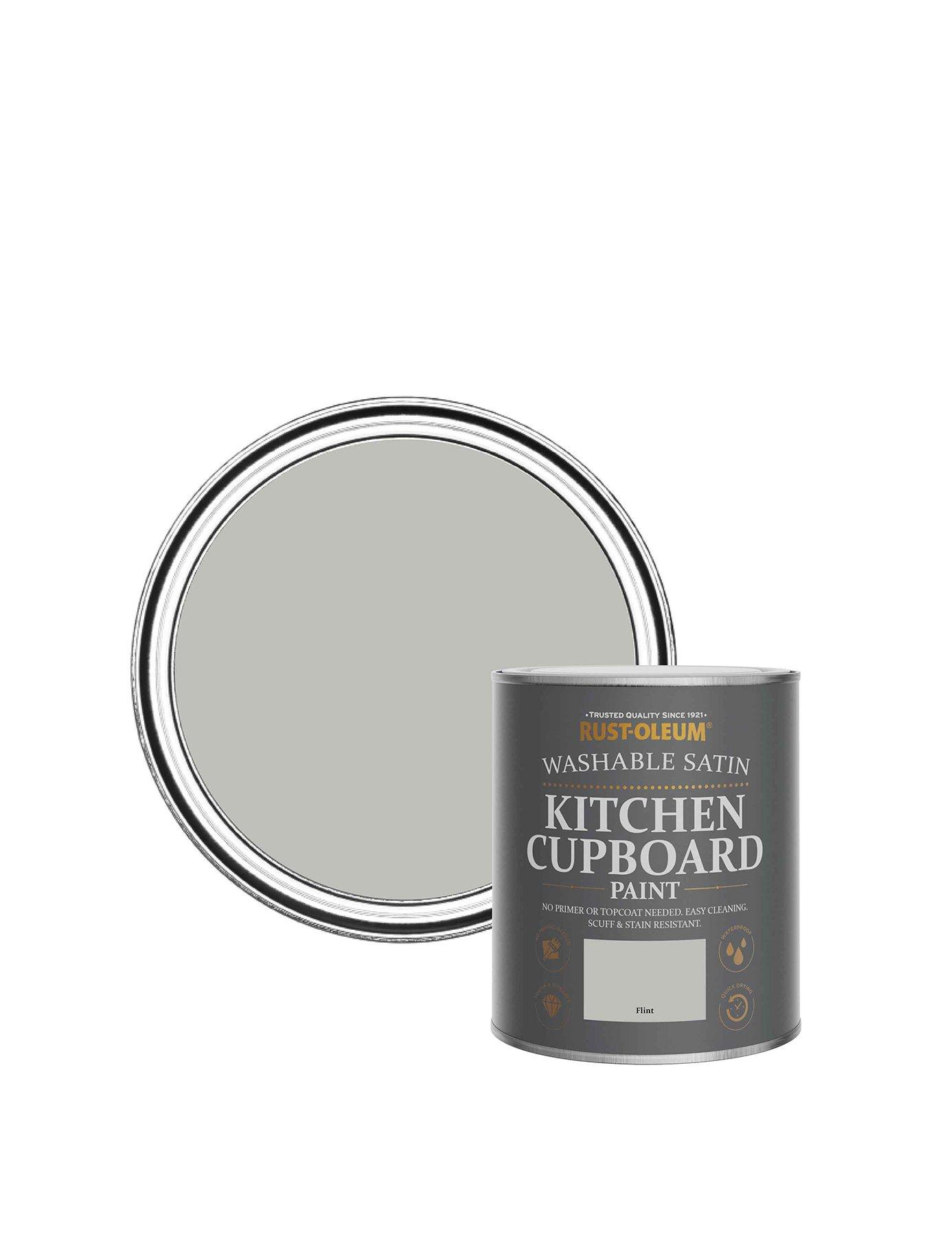 Image 1 of 5 of Rust-Oleum Washable Satin Finish Kitchen Cupboard Paint in Flint &ndash; 750 ml Tin