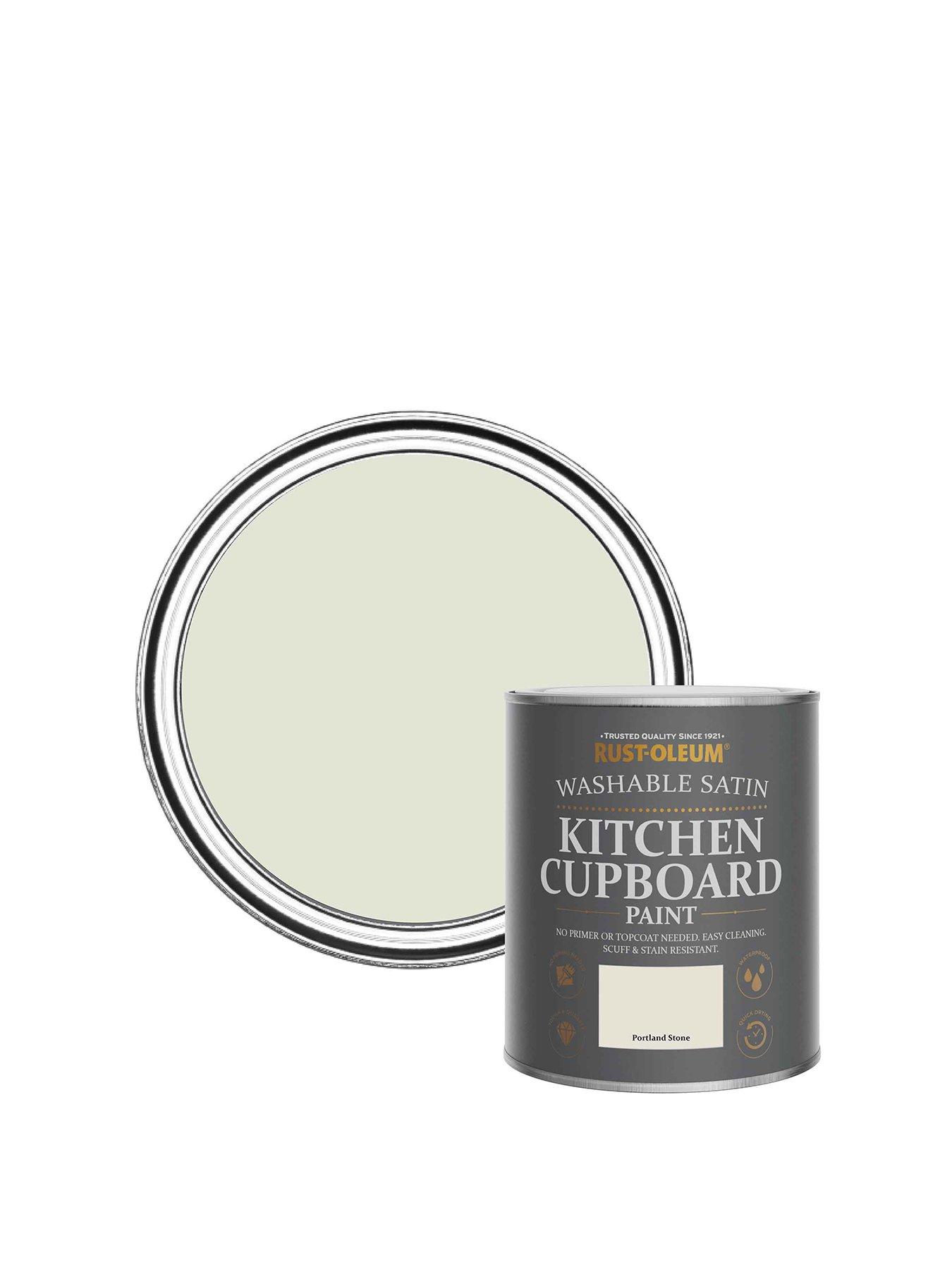 undefined Washable Satin Finish Kitchen Cupboard Paint in Portland Stone