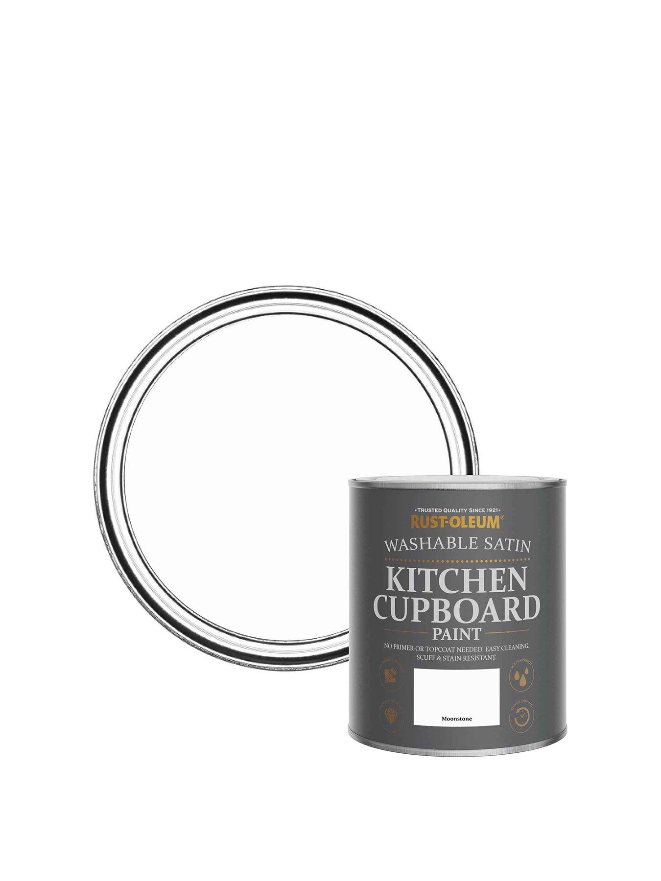 undefined Washable Satin Finish Kitchen Cupboard Paint in Moonstone