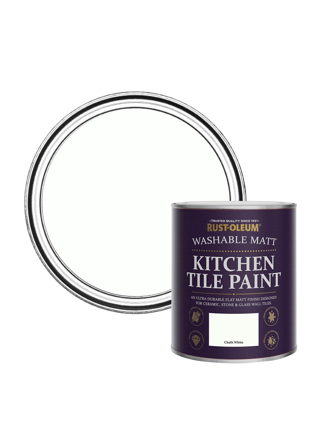 Image 1 of 6 of Rust-Oleum Kitchen Tile Paint Chalk White Matt 750ml