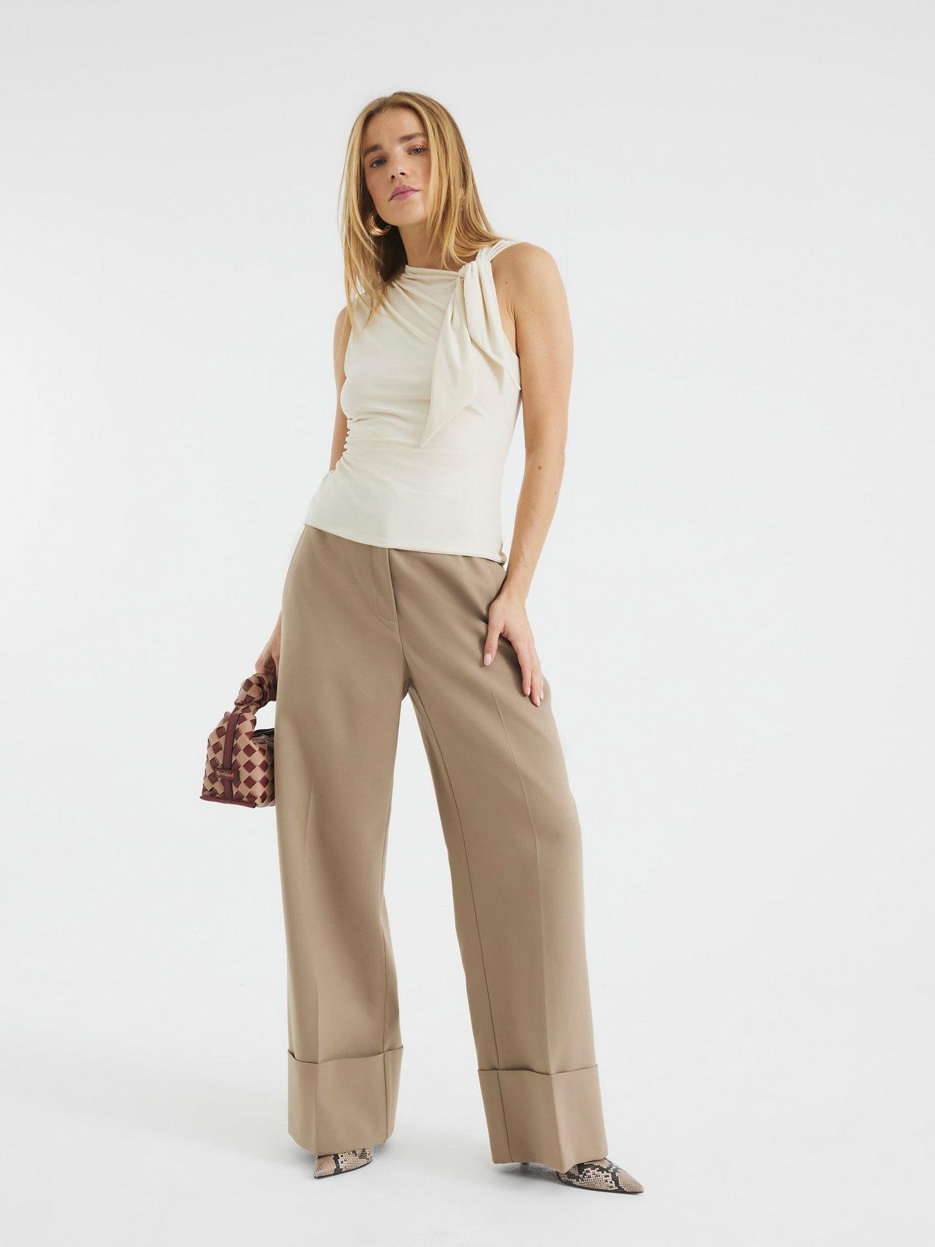 undefined Knot Detail Drape Top - Cream