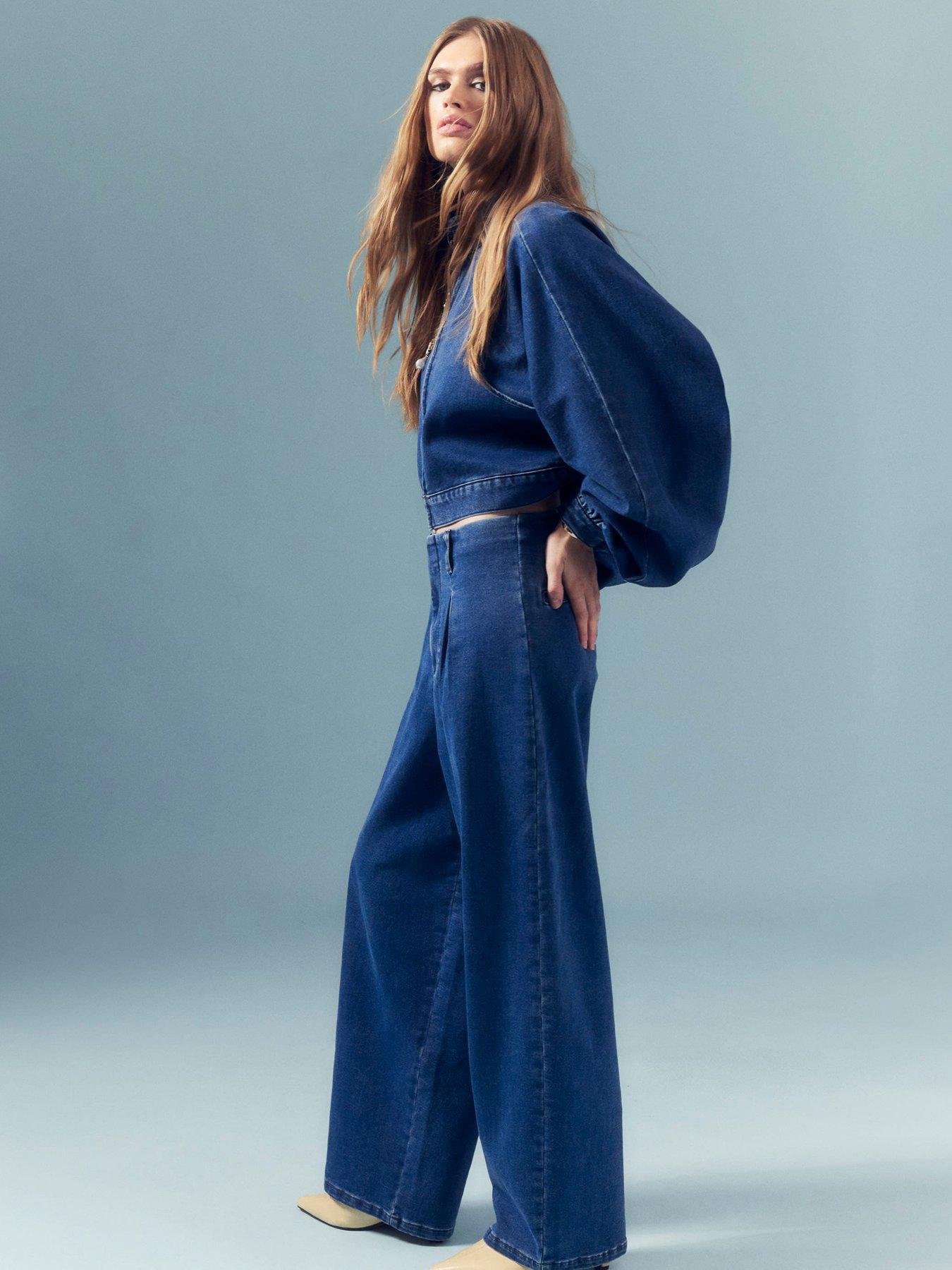  image of river-island-balloon-wide-leg-jeans-blue
