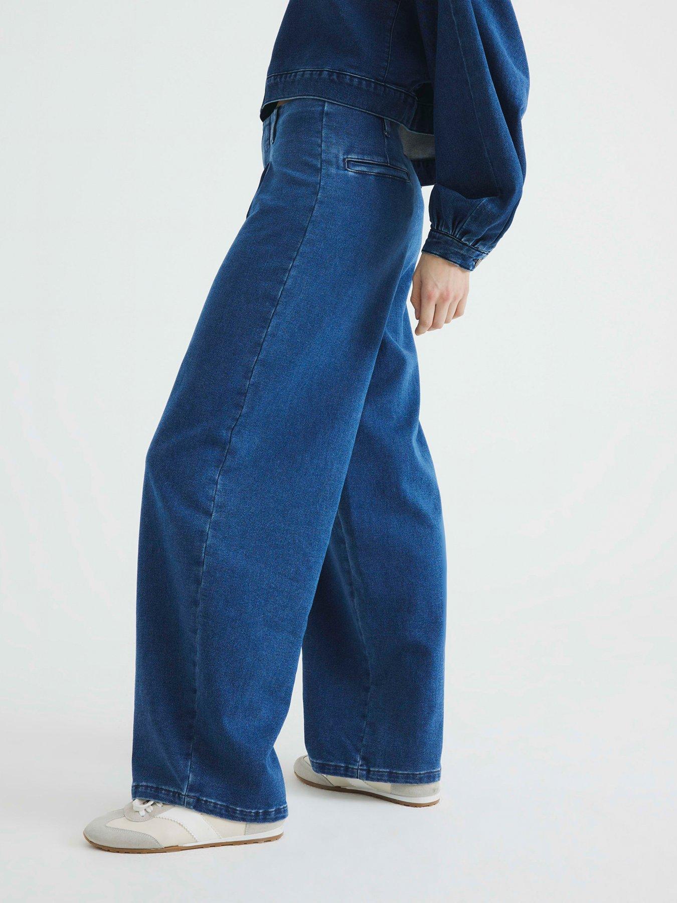  image of river-island-balloon-wide-leg-jeans-blue