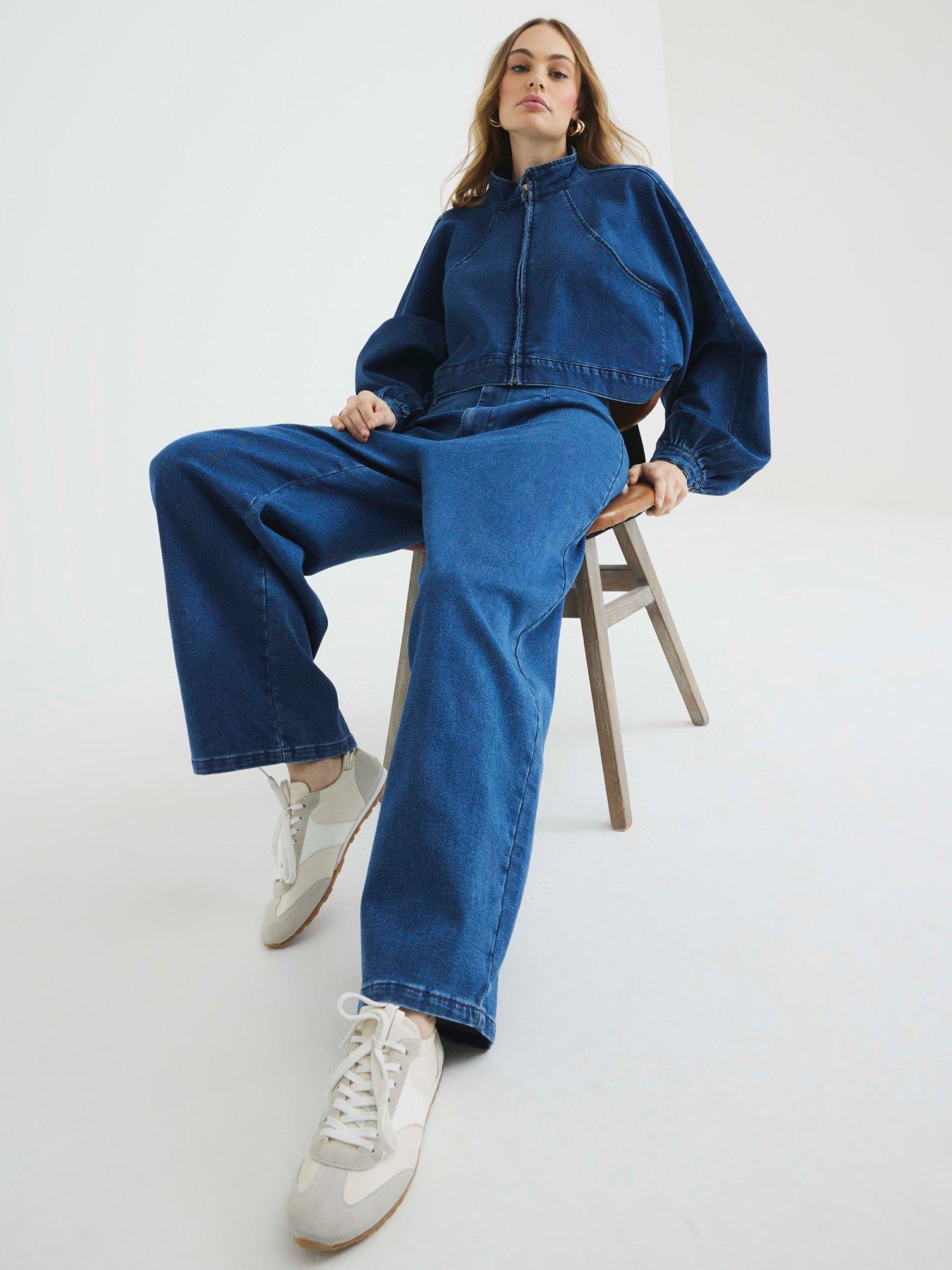  image of river-island-balloon-wide-leg-jeans-blue