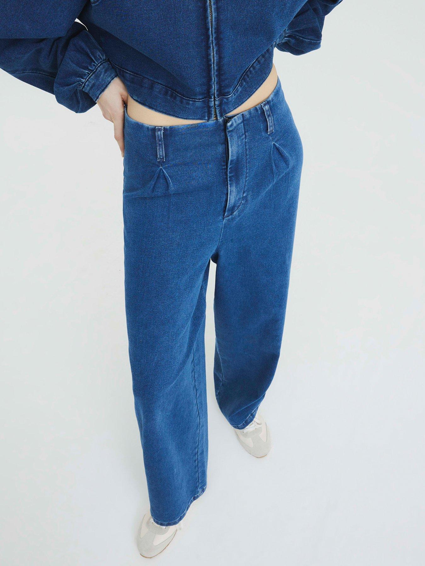  image of river-island-balloon-wide-leg-jeans-blue