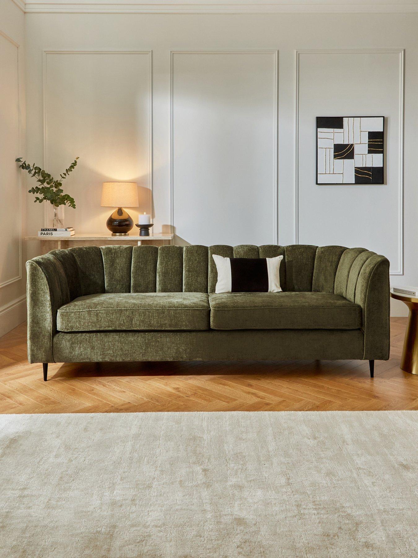very-home-guild-3-seater-fabric-sofa-olive
