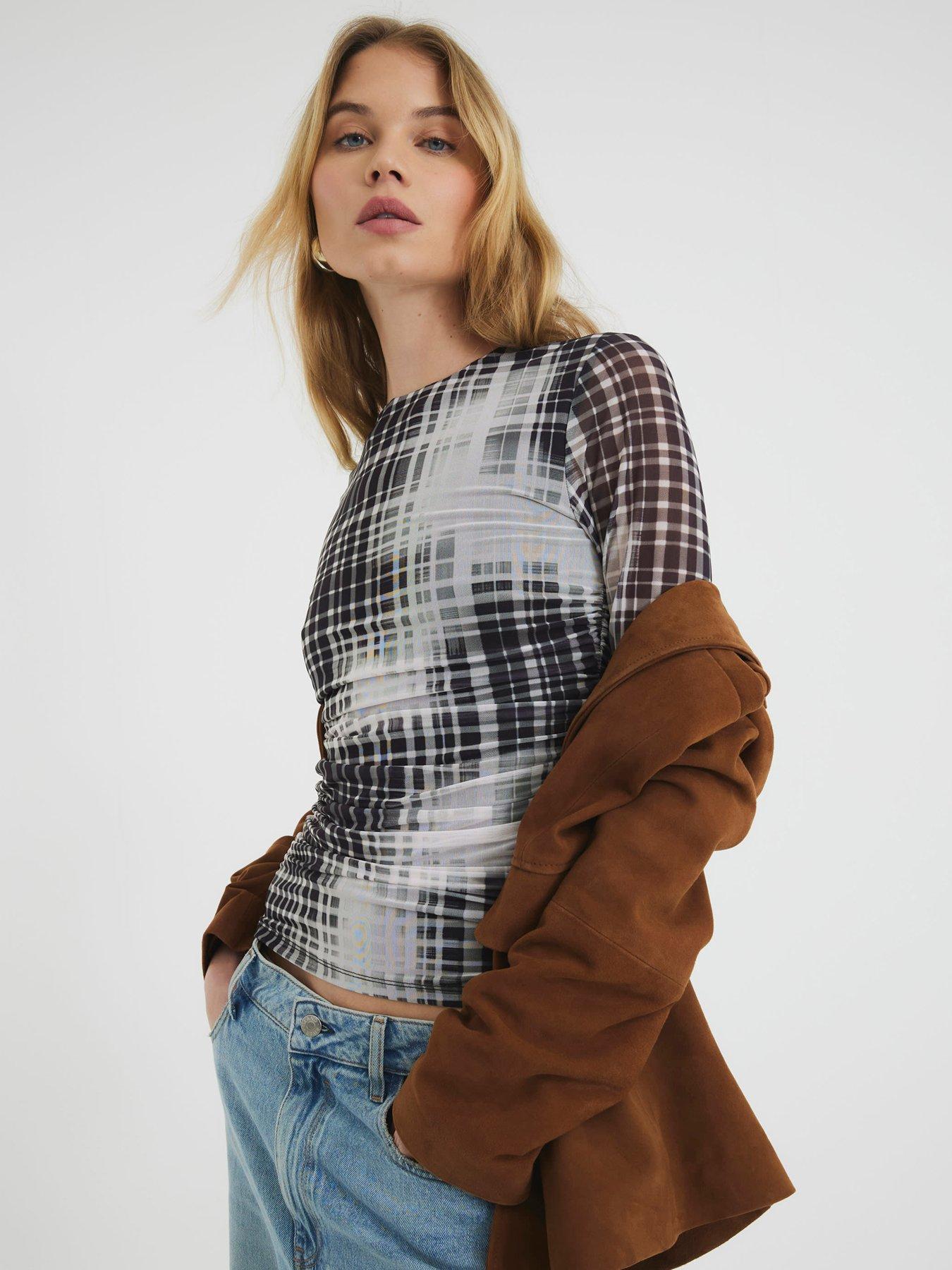 undefined Check Mesh Top - Black